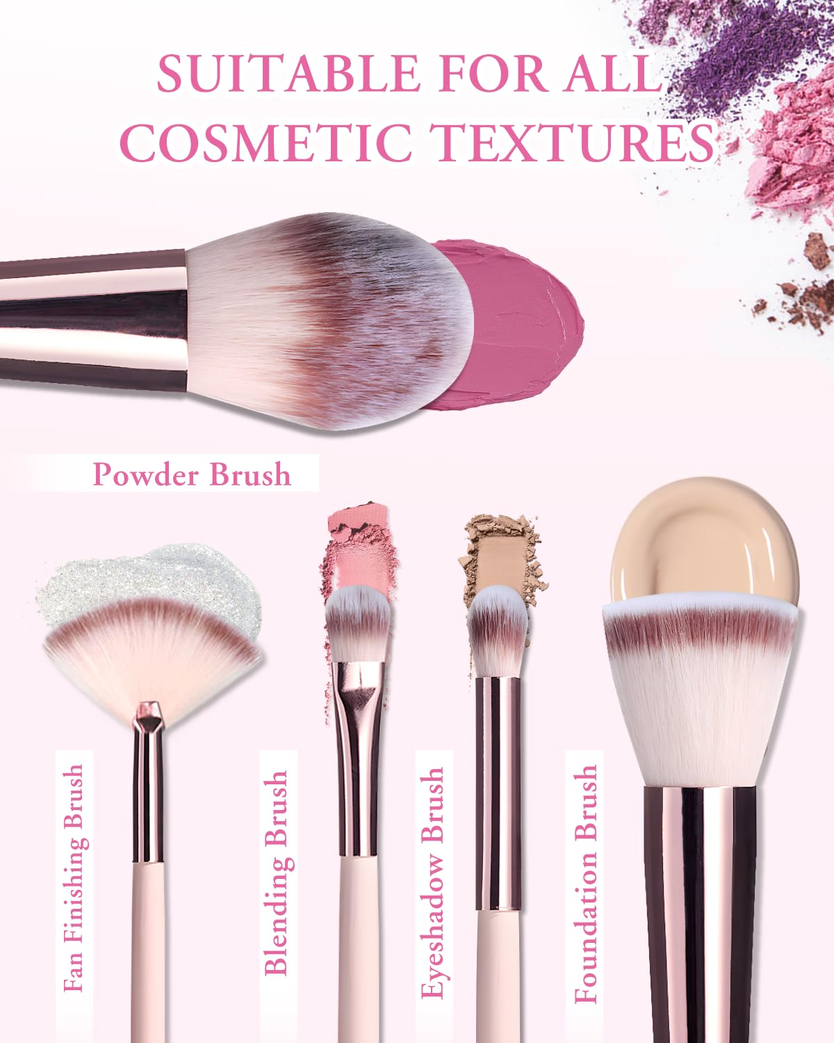 BESTOPE PRO Makeup Brushes with Case – 20PC Travel Brush Set with LED Light Mirror Holder