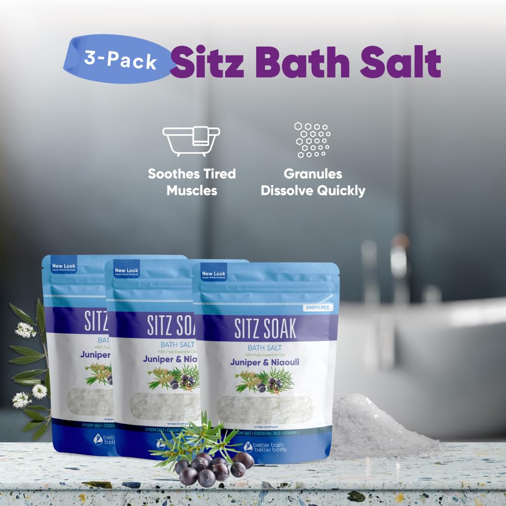 Better Bath Better Body Sitz Bath Salt 3-Pack – USP Grade Epsom Salt with Essential Oils | Made in USA