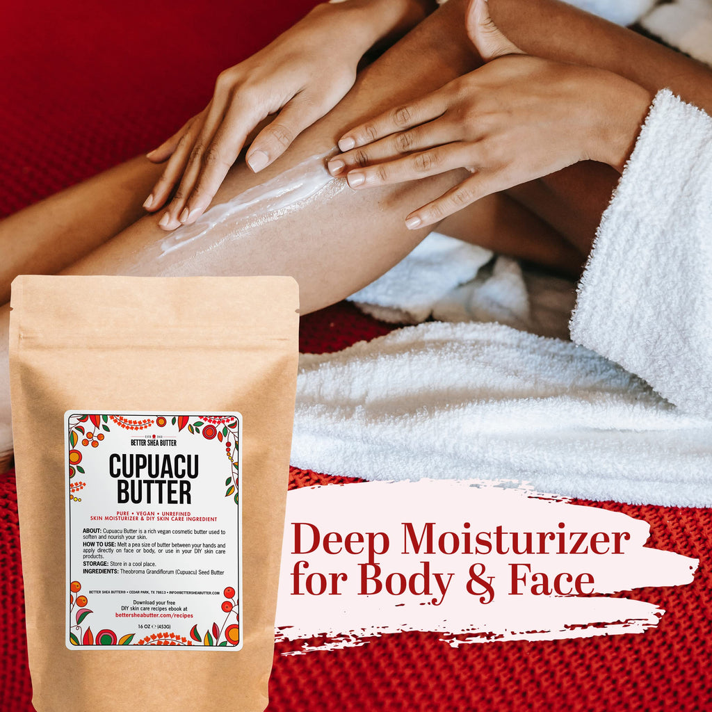 Better Shea Butter Cupuacu Butter – Raw & Unrefined, 16 oz | DIY Lotion Base, Hair & Skin