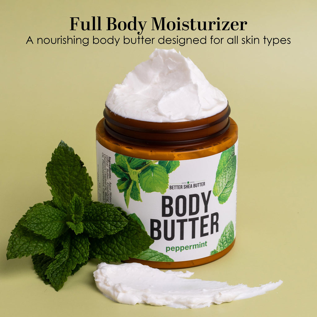 Better Shea Butter Peppermint Body Lotion – Lightweight, Non-Greasy Moisturizer for All Skin Types | 8 oz