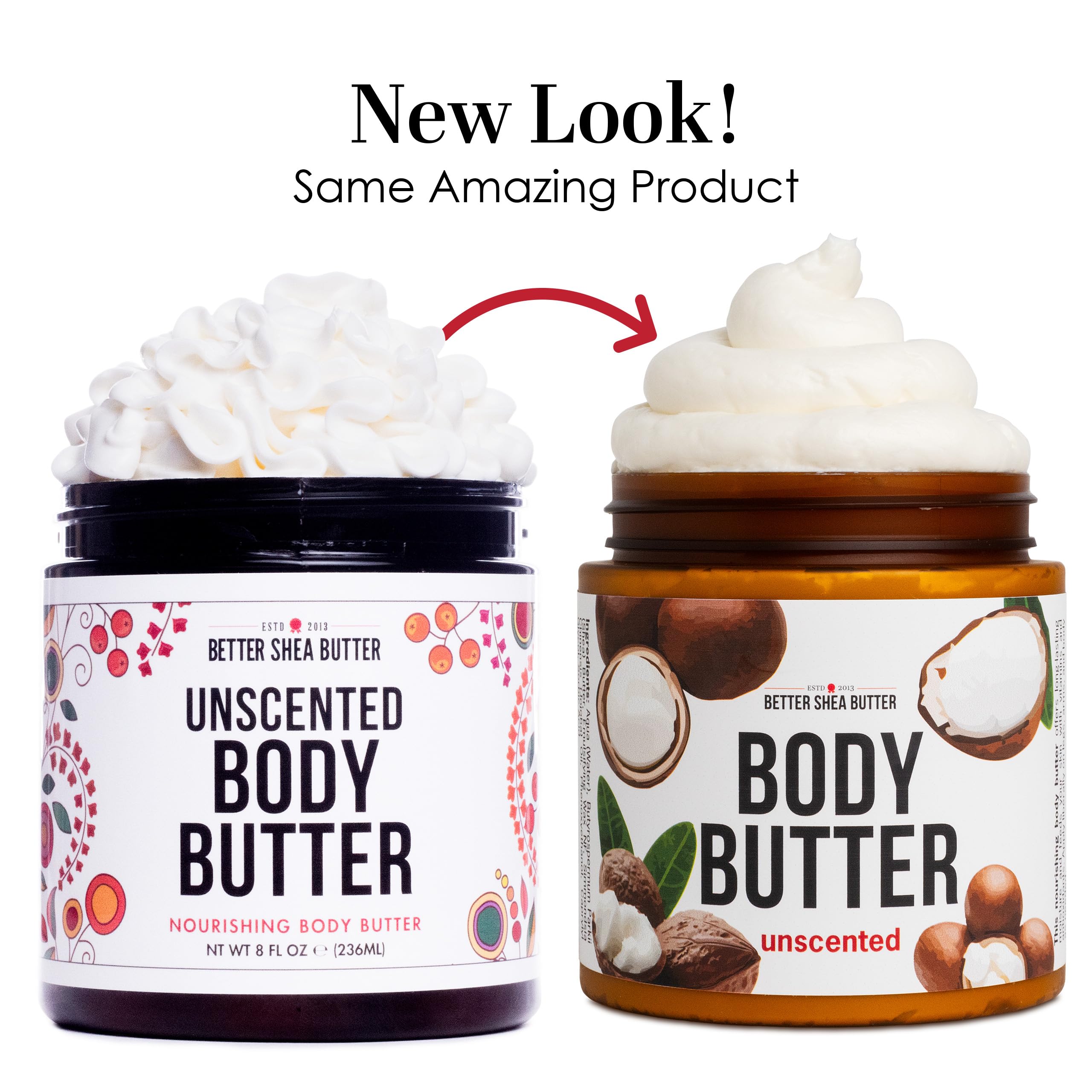 Better Shea Butter Unscented Body Butter – Deep Moisturizer with Raw Shea Butter & Jojoba Oil (8 oz)