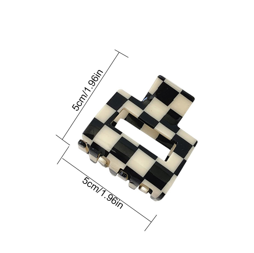 BetterJonny 4 Pack Checkered Hair Claw Clips – Square Medium Barrettes