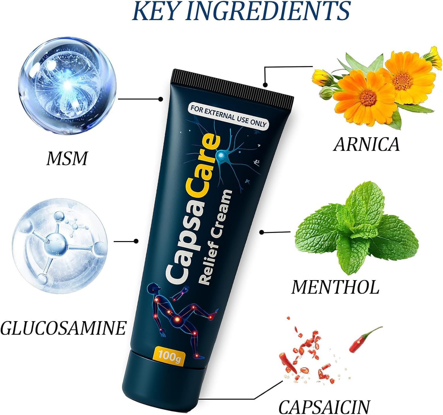 Beuifvo CapsaCare Neuropathy Relief Cream with Capsaicin, Arnica & Menthol | 100g