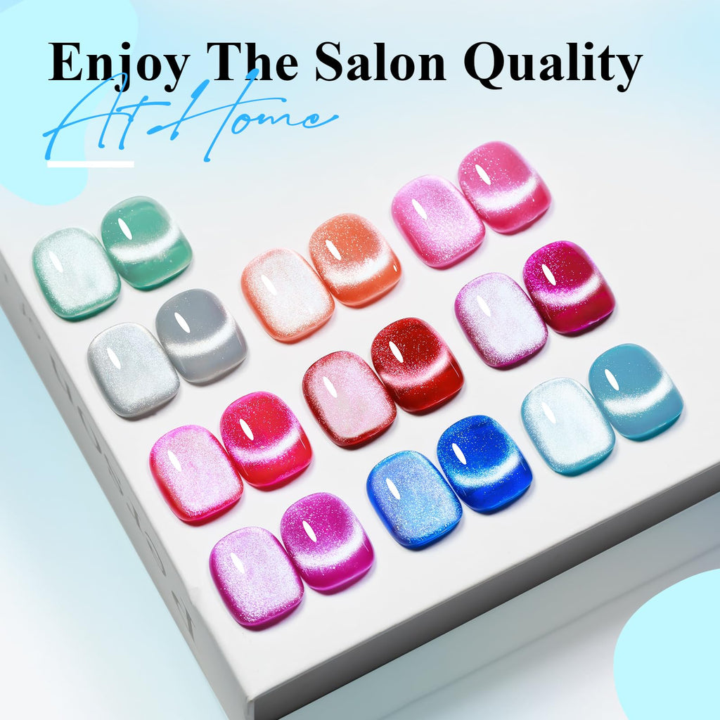 Bevimee Neon Cat Eye Gel Polish Set – 10 Magnetic 9D Colors