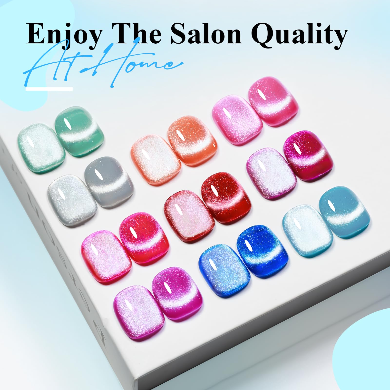 Bevimee Neon Cat Eye Gel Polish Set – 10 Magnetic 9D Colors