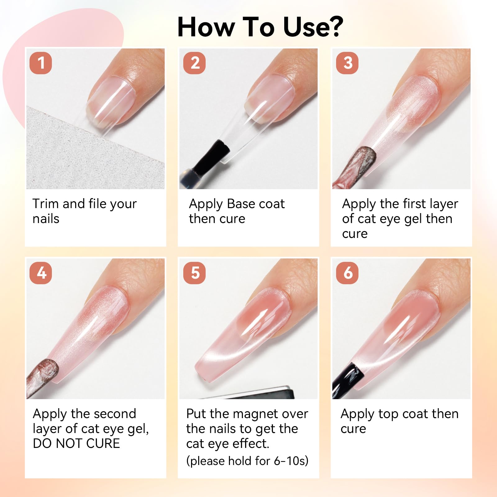 Bevimee Cat-Eye Gel Polish Set with Magnet - 10 Colors Moonlight (8ml)