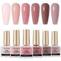 Bevimee Pink Quick Dry Nail Polish Set – 6 Vegan Lacquers | Air-Dry, Glitter Finishes, Non-Gel
