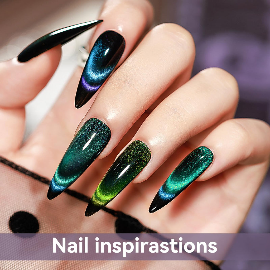 Bevimee 10 Colors 9D Cat Eye Gel Nail Polish Kit with Magnet Stick | Galaxy & Chameleon Nail Art