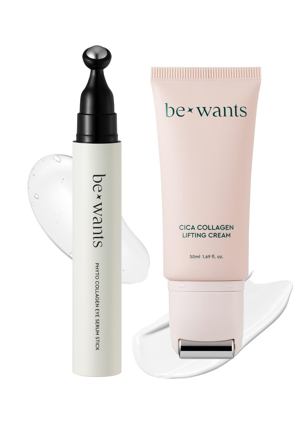 BE+WANTS Eye Serum Stick & Cica Collagen Lifting Cream — Hydration, Lifting & Neck Décolleté Care