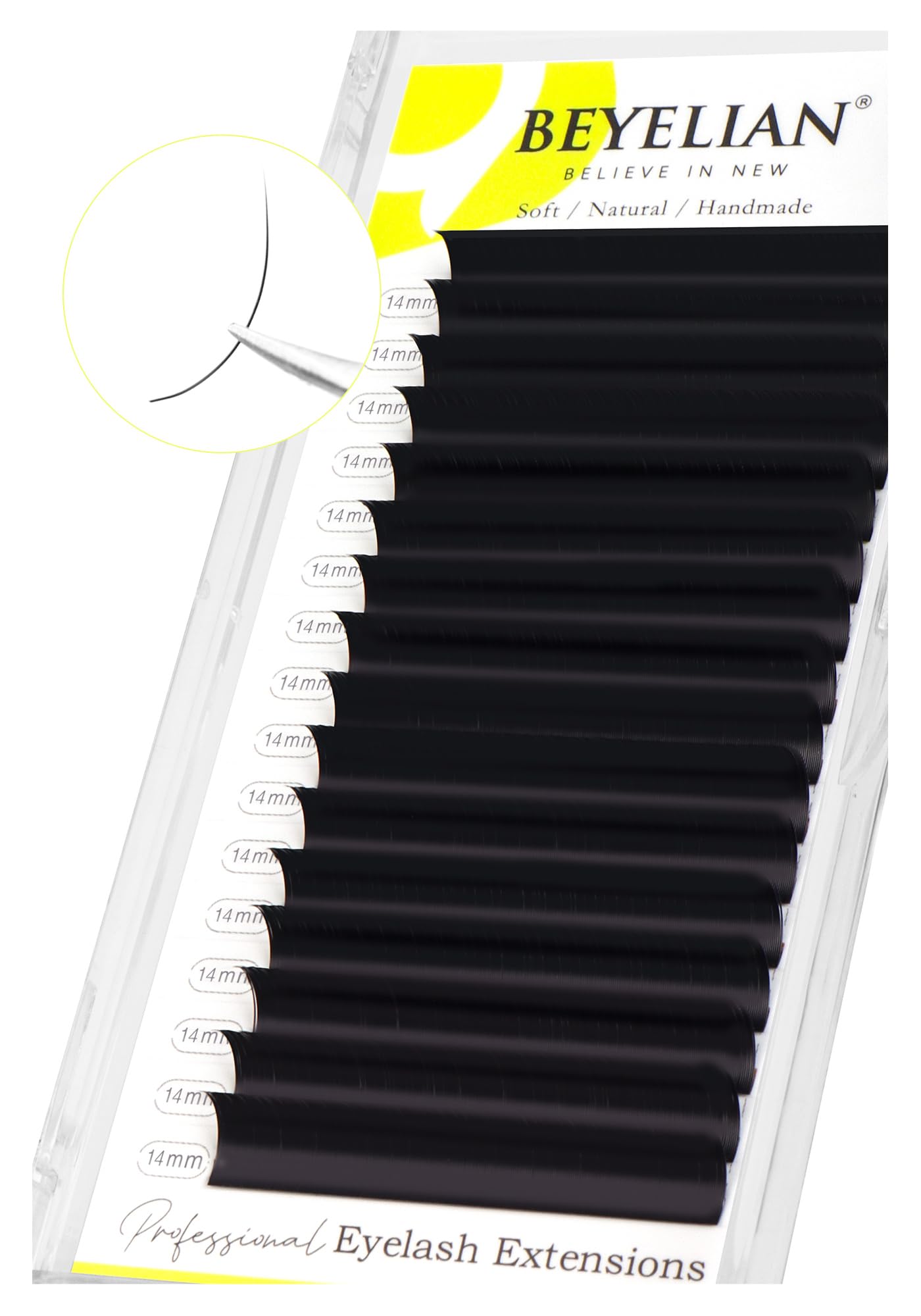 BEYELIAN Eyelash Extensions – Natural Matte Black, 0.03-0.20 C/D/D+/L/M/LU Curl, 7-15mm, High Temperature Resistant