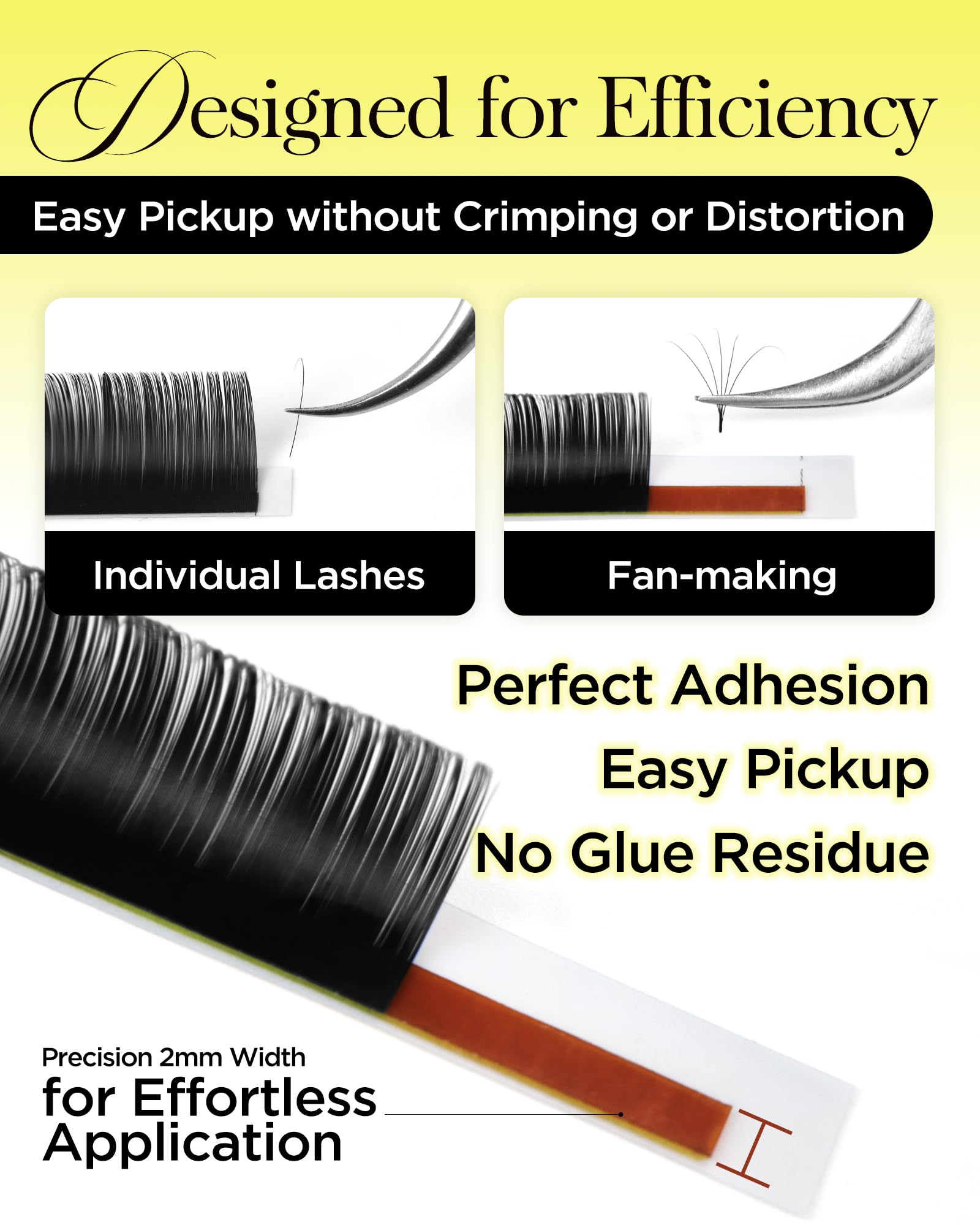 BEYELIAN Classic Volume Lash Extensions - CD+ Curl, 7-15mm, 0.03-0.20mm Thickness, Matte Black