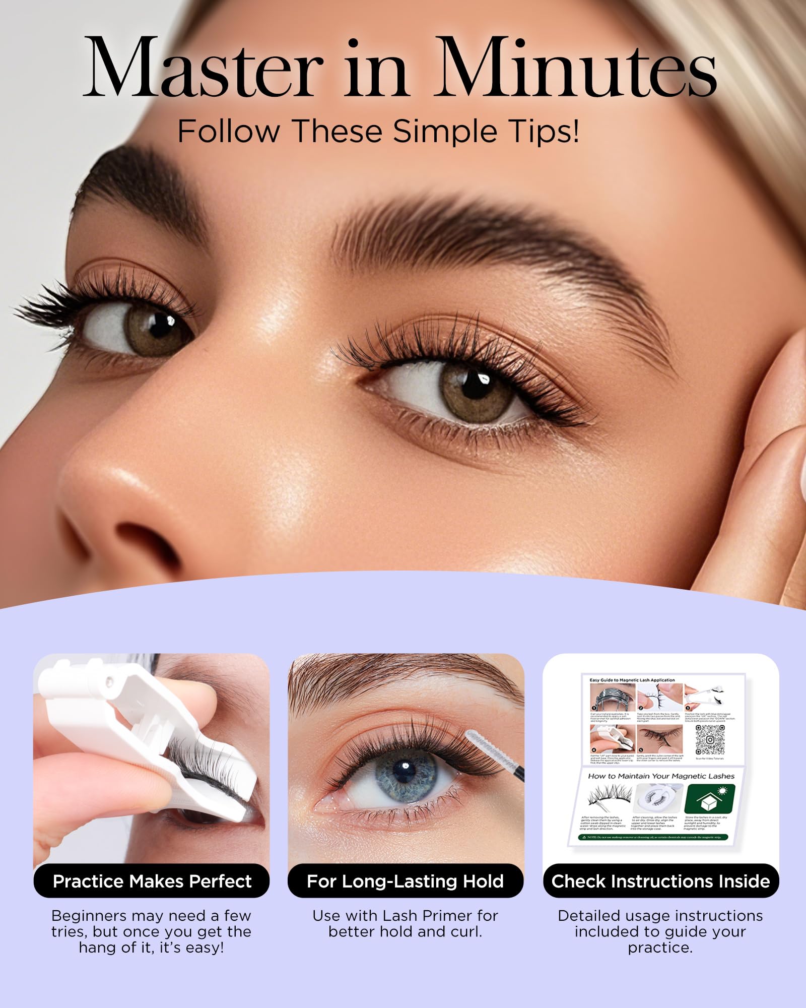 BEYELIAN Magnetic Eyelashes with Applicator Kit – No Glue, Reusable 3D Lashes (Lightweight & Comfortable)
