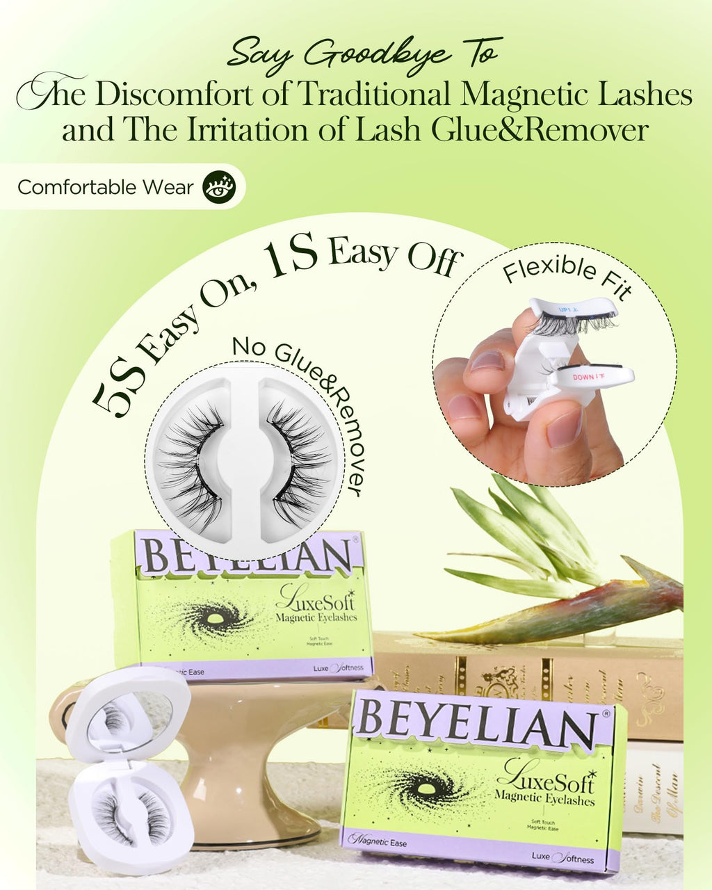 BEYELIAN Magnetic Eyelashes with Applicator Kit – Reusable, No Glue, Natural Look