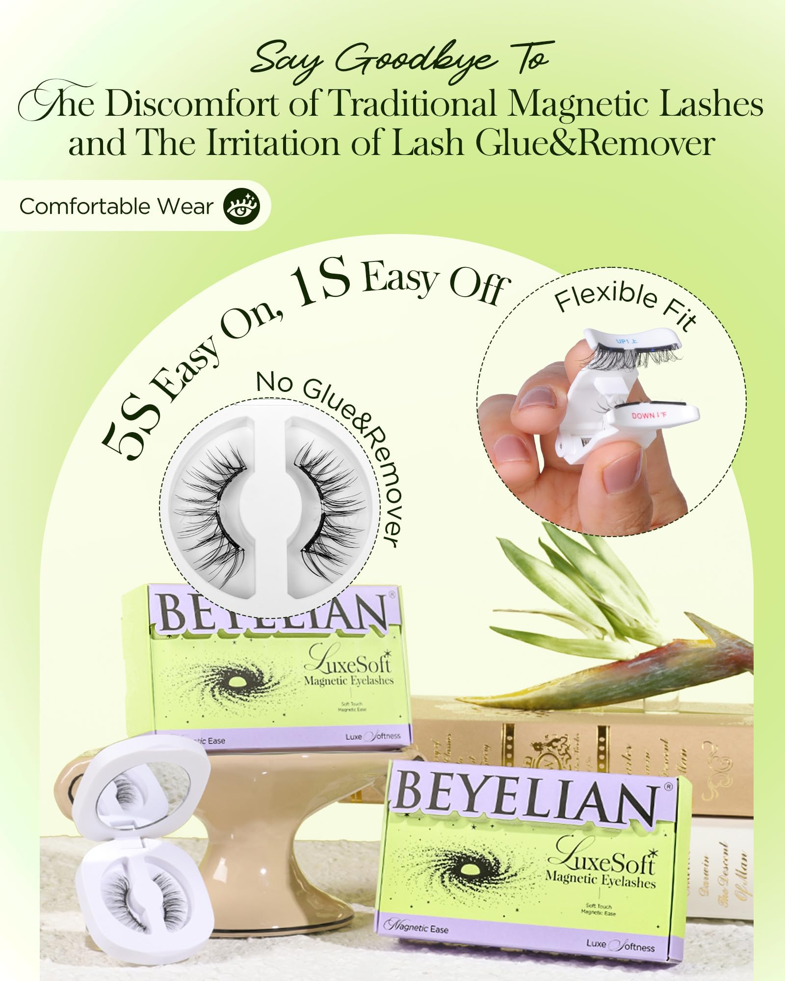 BEYELIAN Magnetic Eyelashes with Applicator Kit – Reusable, No Glue, Natural Look