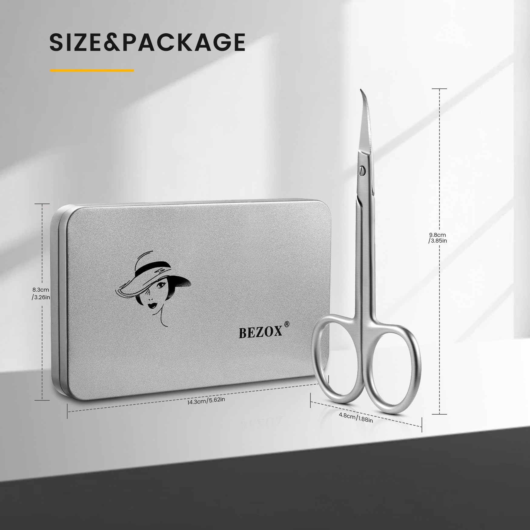BEZOX Precision Curved Tip Cuticle Scissors – Russian Style, Left & Right-Handed