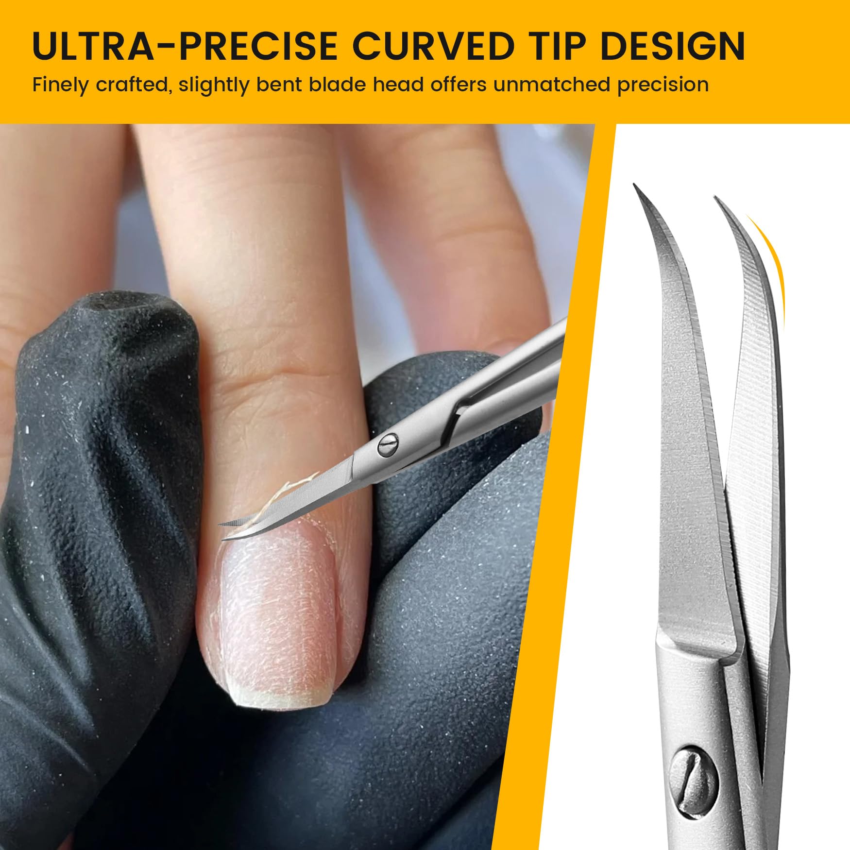 BEZOX Precision Curved Tip Cuticle Scissors – Russian Style, Left & Right-Handed