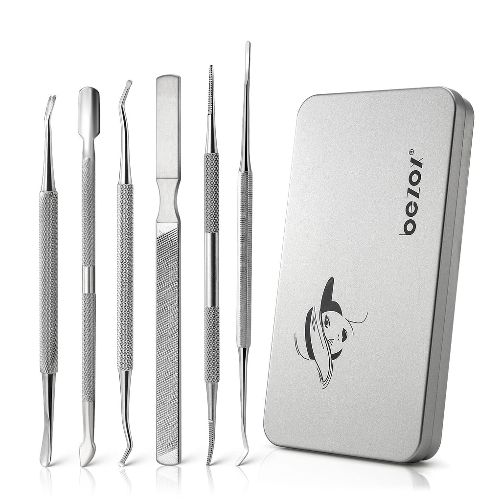 BEZOX Ingrown Toenail Removal Kit – Stainless Steel Pedicure Tools, 6-Piece Nail Correction Set