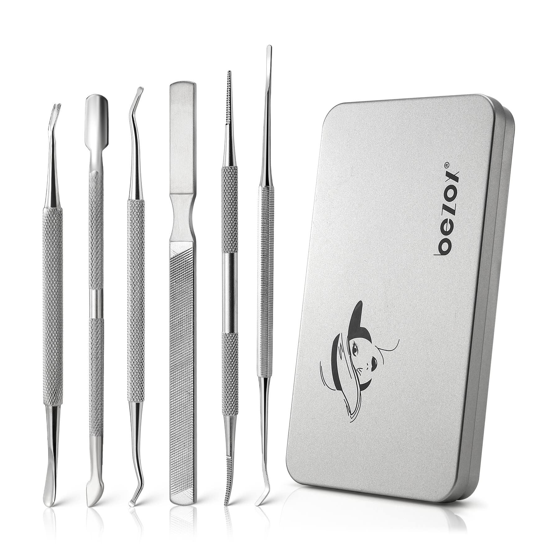 BEZOX Ingrown Toenail Removal Kit – Stainless Steel Pedicure Tools, 6-Piece Nail Correction Set
