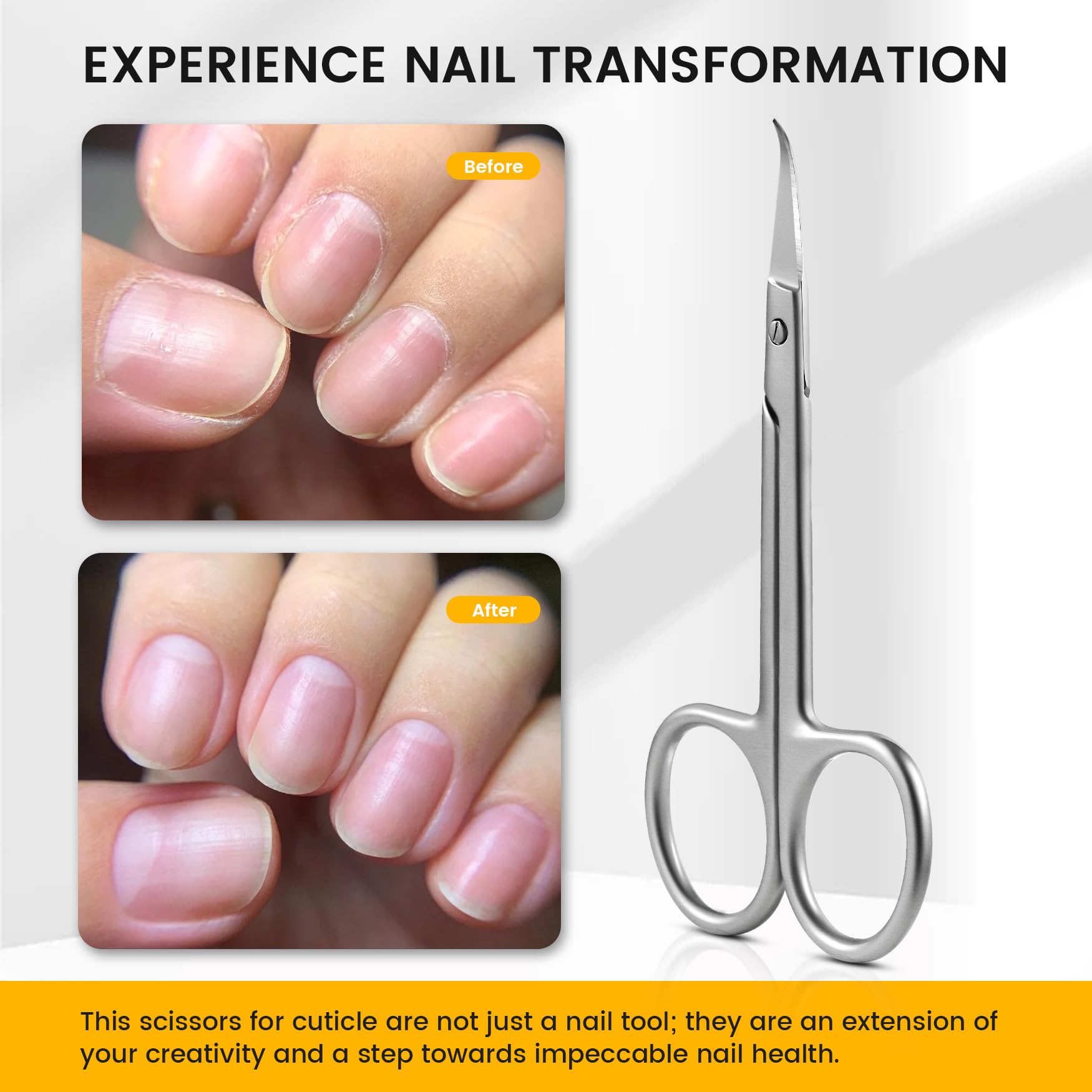 BEZOX Precision Curved Tip Cuticle Scissors – Russian Style, Left & Right-Handed
