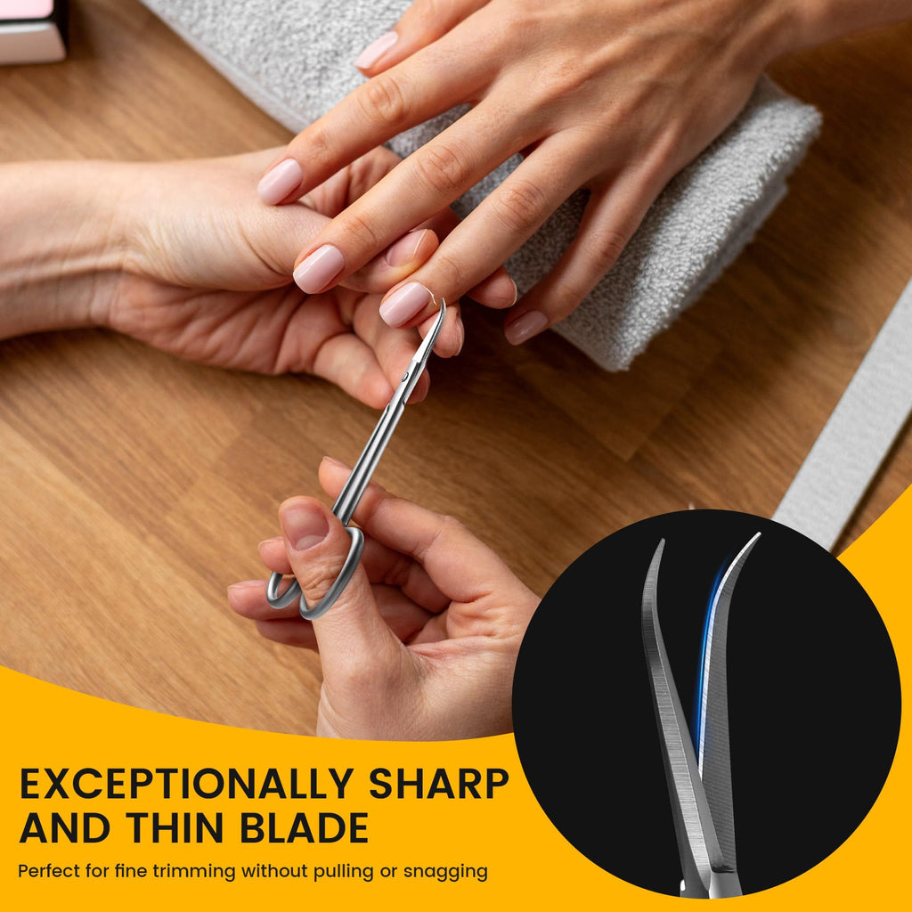 BEZOX Precision Curved Tip Cuticle Scissors – Russian Style, Left & Right-Handed