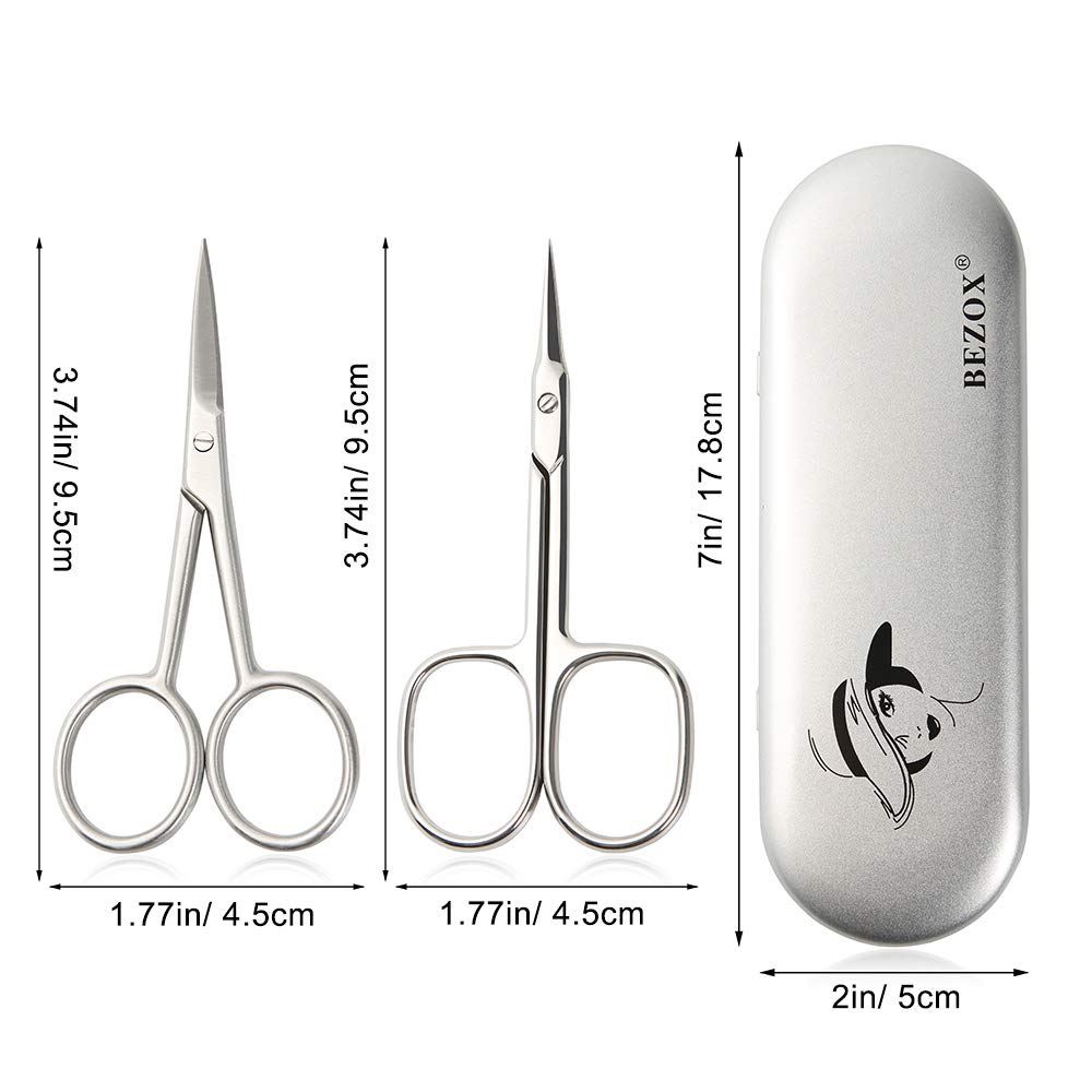 BEZOX Small Scissors 2 PCS Set – Precision Grooming with Straight & Curved Blades