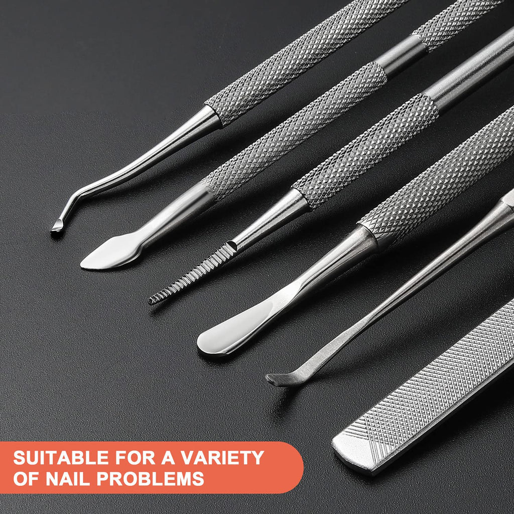 BEZOX Ingrown Toenail Removal Kit – Stainless Steel Pedicure Tools, 6-Piece Nail Correction Set