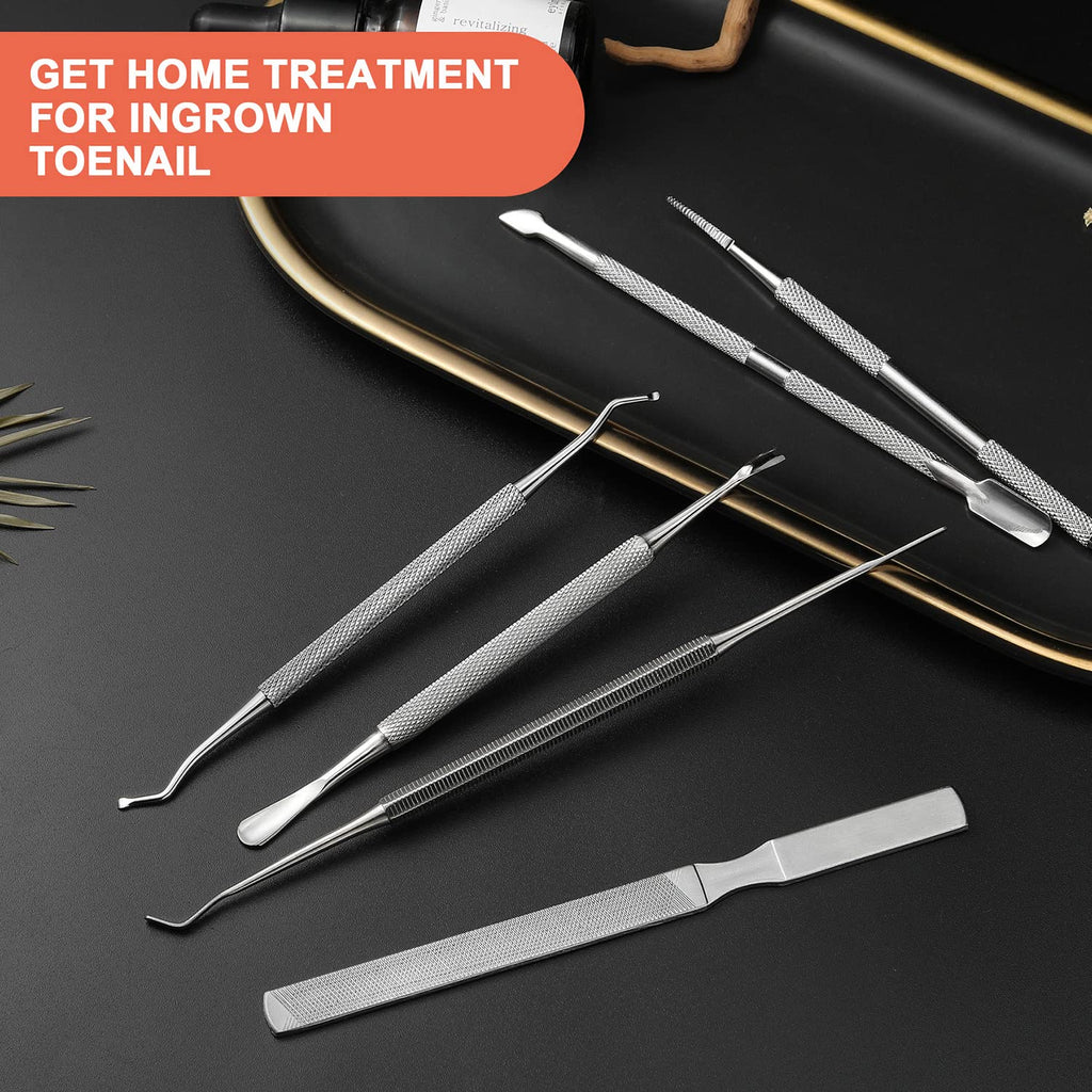 BEZOX Ingrown Toenail Removal Kit – Stainless Steel Pedicure Tools, 6-Piece Nail Correction Set