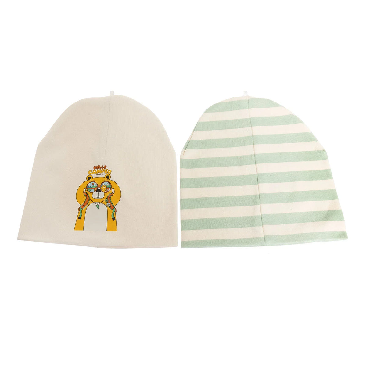 Little Plane Hello Camper Slogan 2 Pack Knitted Baby Beanies (12 Months to 3 Years)