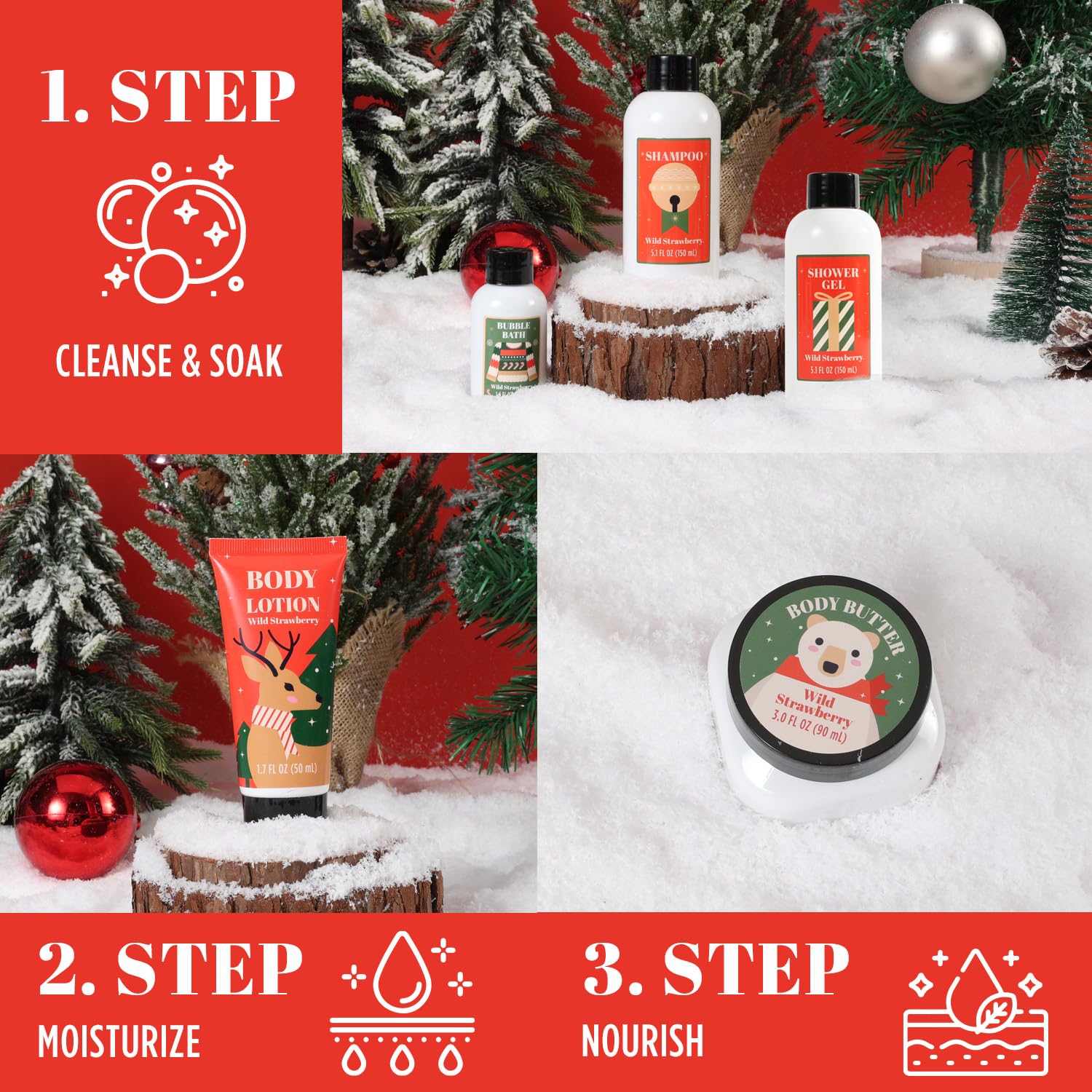 BFFLOVE Christmas Bath Gift Set for Women – Holiday Spa Essentials