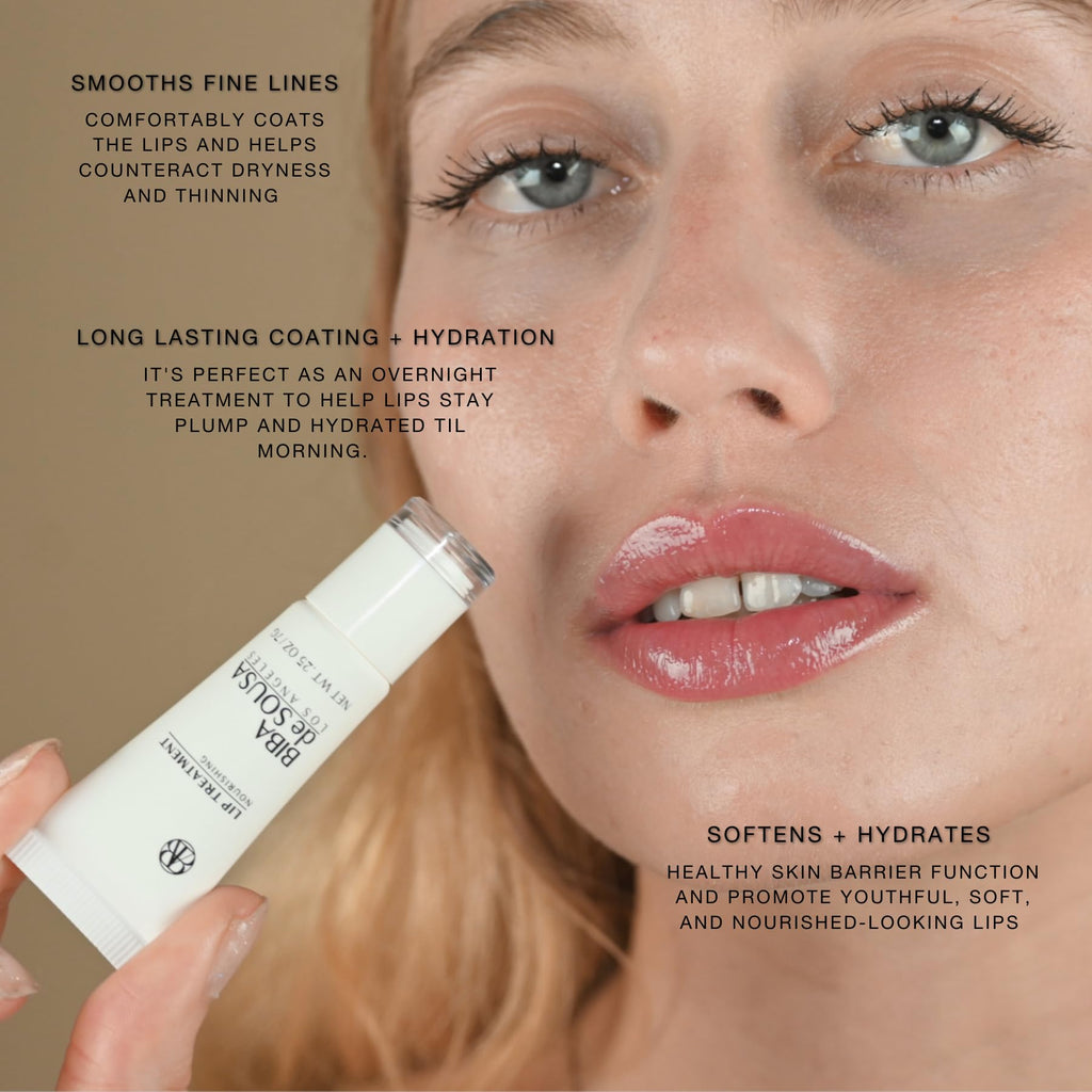 Biba De Sousa Lip Treatment – Moisturizing Lip Balm with Peptides, Amino Acids & Squalane (0.25 oz) | Clear & Unscented