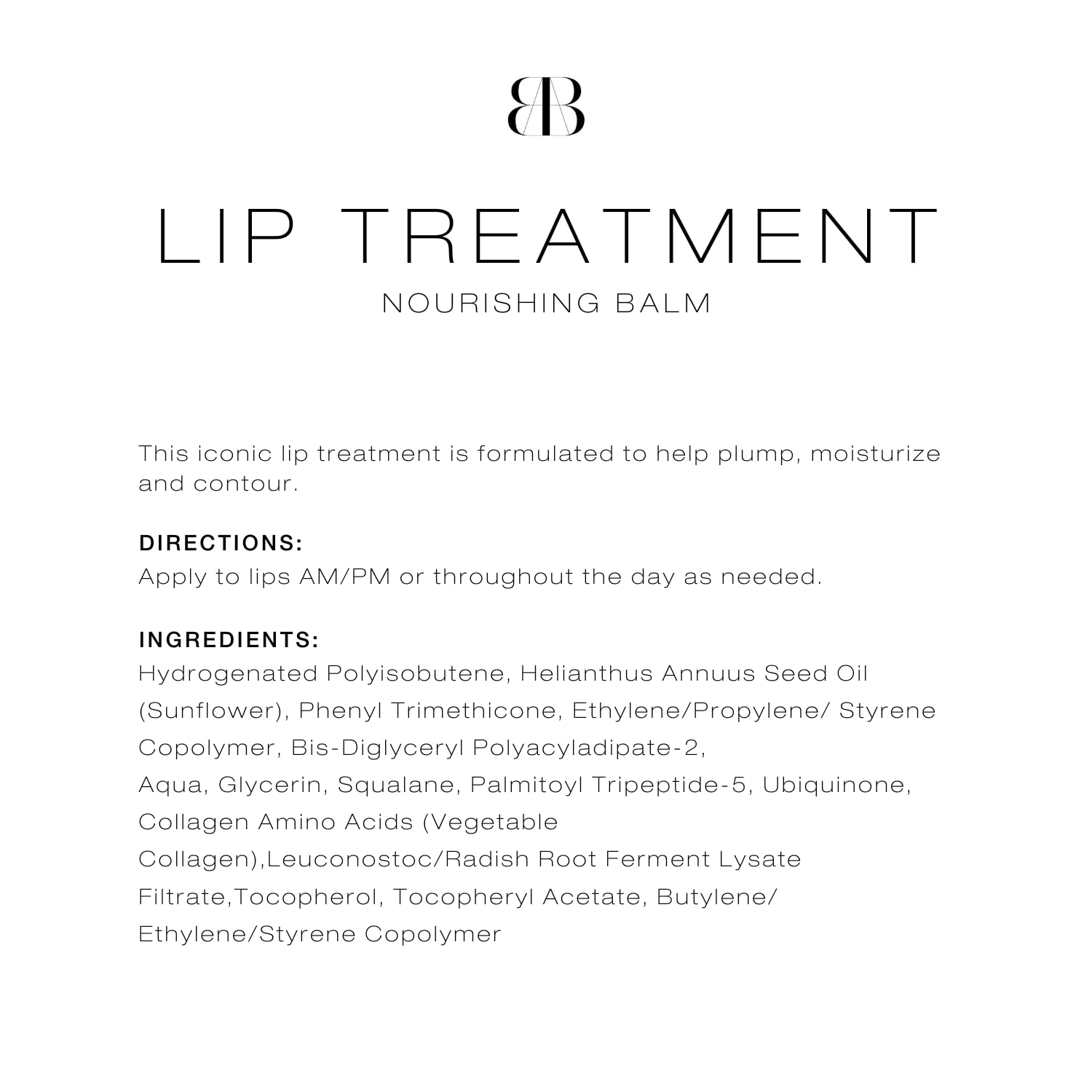 Biba De Sousa Lip Treatment – Moisturizing Lip Balm with Peptides, Amino Acids & Squalane (0.25 oz) | Clear & Unscented
