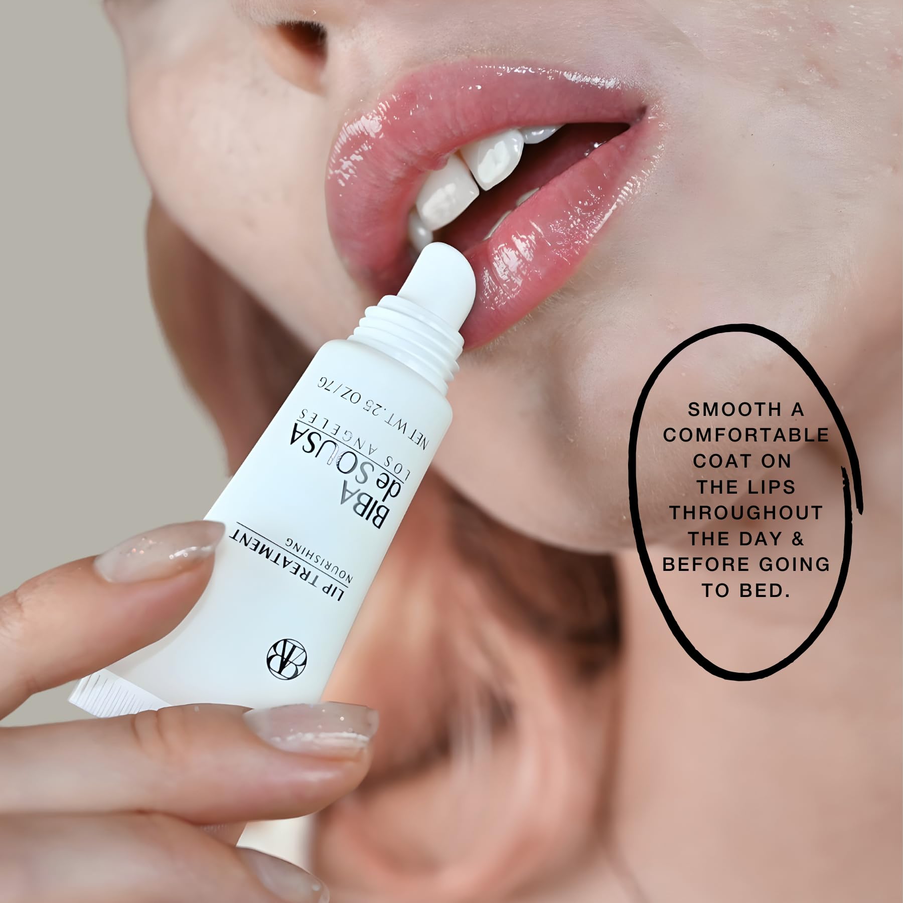 Biba De Sousa Lip Treatment – Moisturizing Lip Balm with Peptides, Amino Acids & Squalane (0.25 oz) | Clear & Unscented