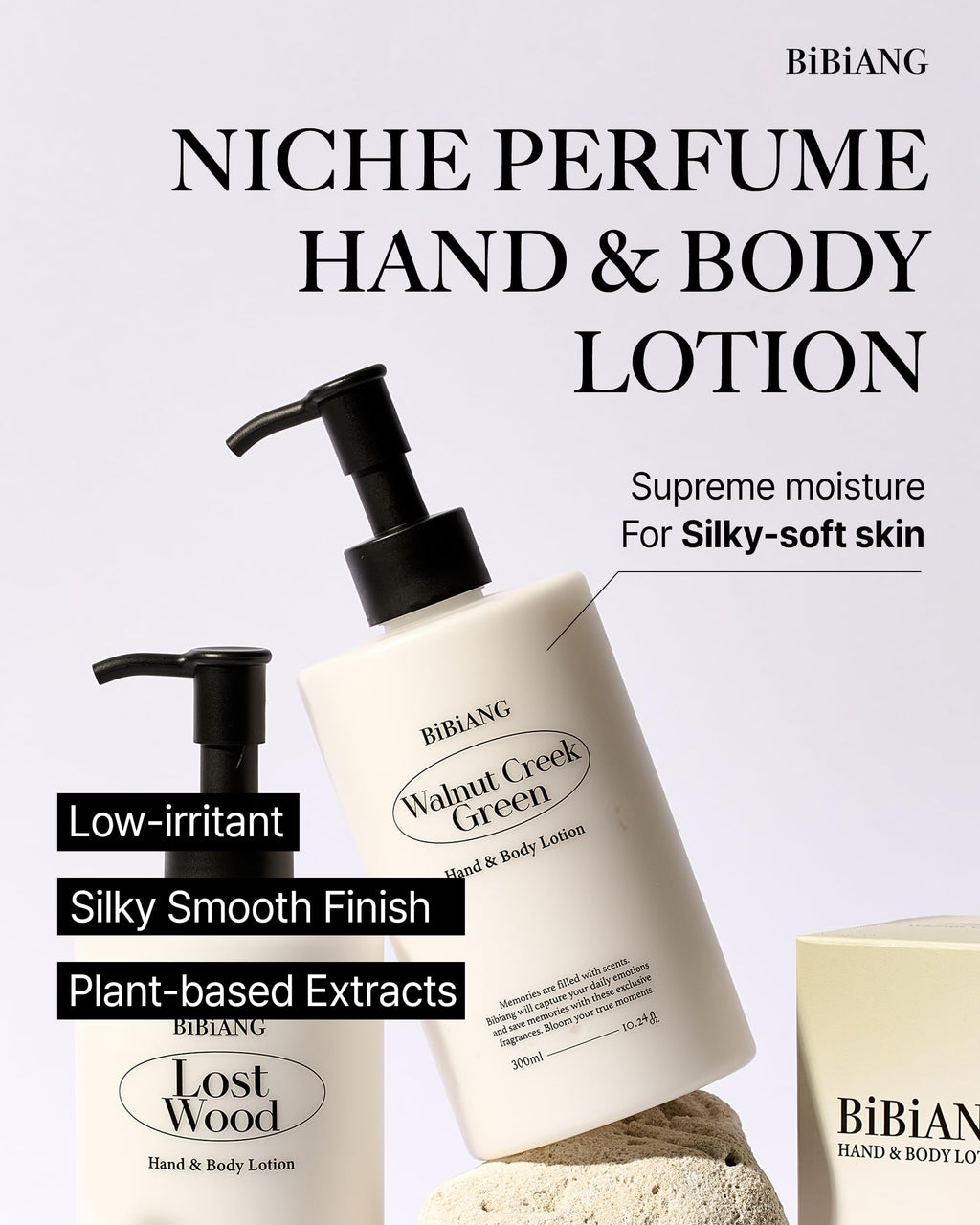 BiBiANG Walnut Creek Green Body Lotion – Forest Bergamot Scent, Shea Butter & Jojoba Oil (10.82 oz)
