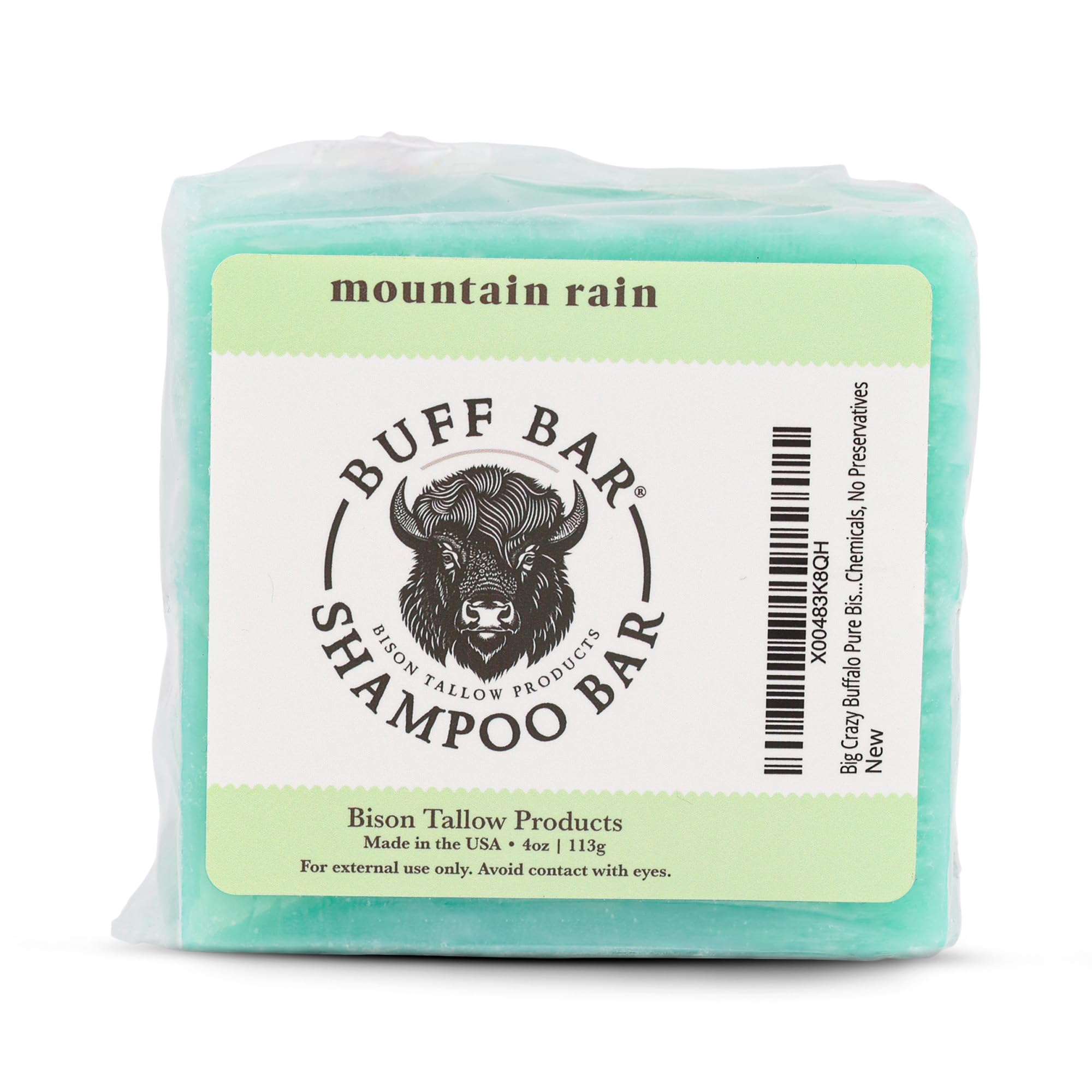 Big Crazy Buffalo Pure Bison Tallow Buff Shampoo Bar – Mountain Rain 2-Pack