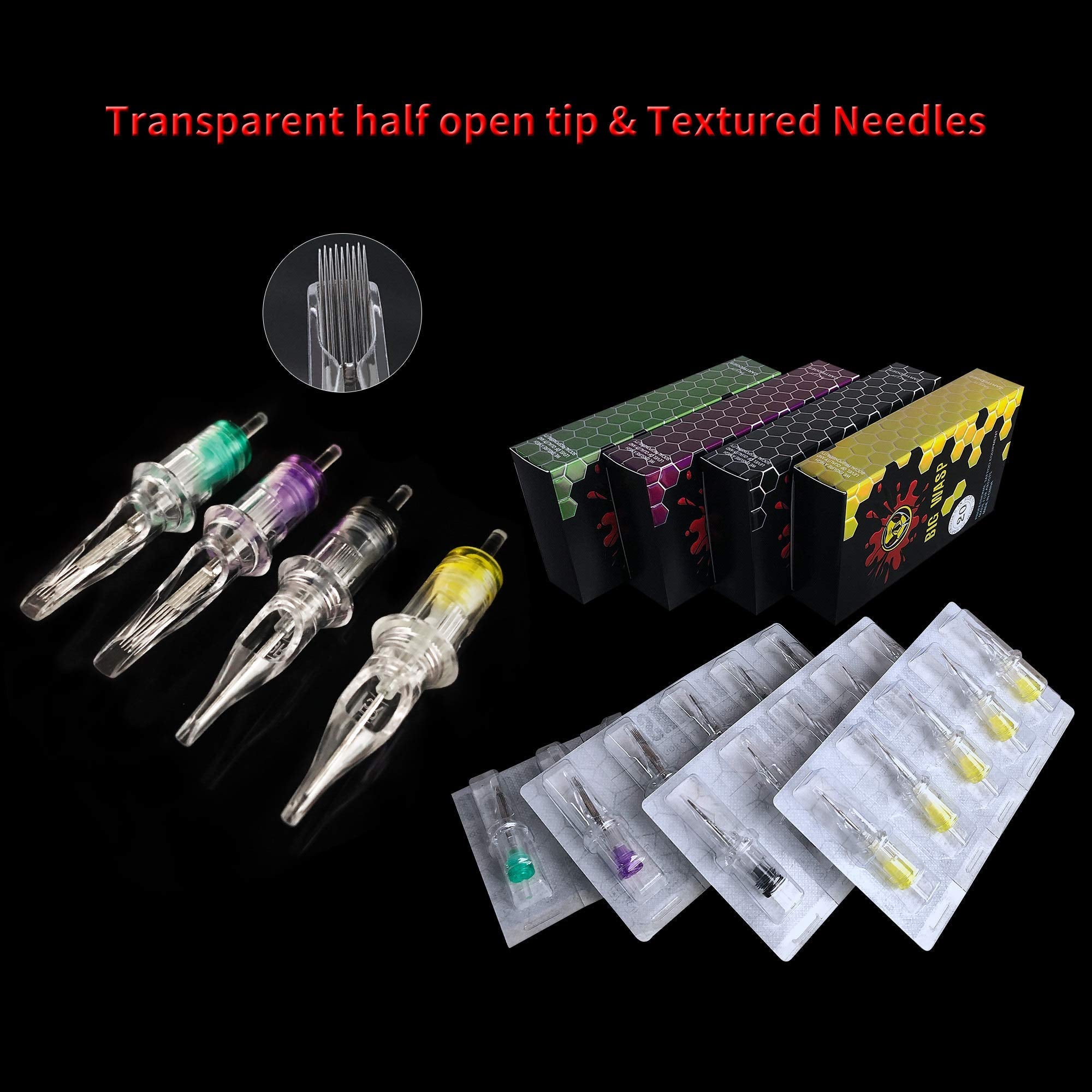 BIGWASP 4th Generation Premium 12 Standard 7RS Round Shader Tattoo Cartridges – 20Pcs