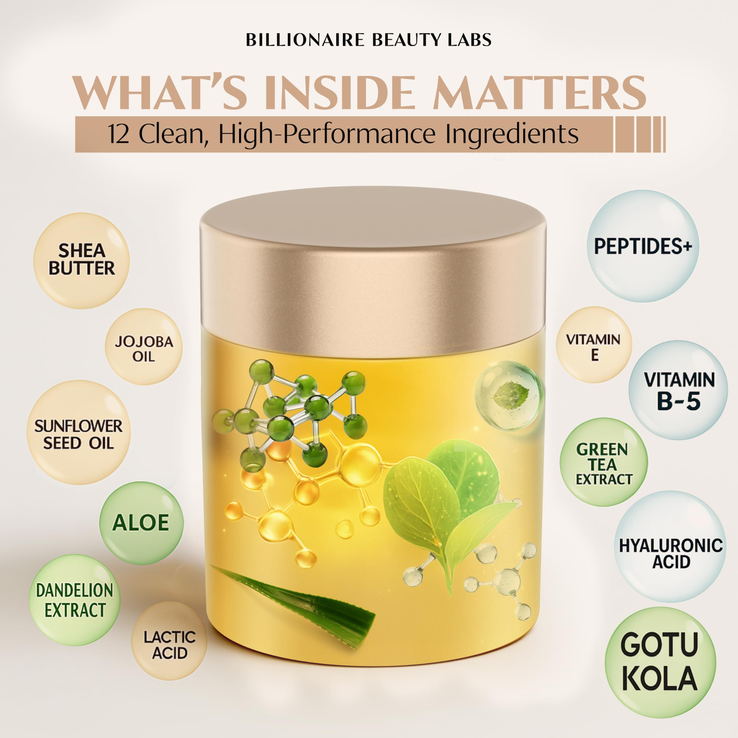 Billionaire Beauty Labs Peptide Face Cream – Fragrance-Free Anti-Aging Moisturizer 1.7 oz
