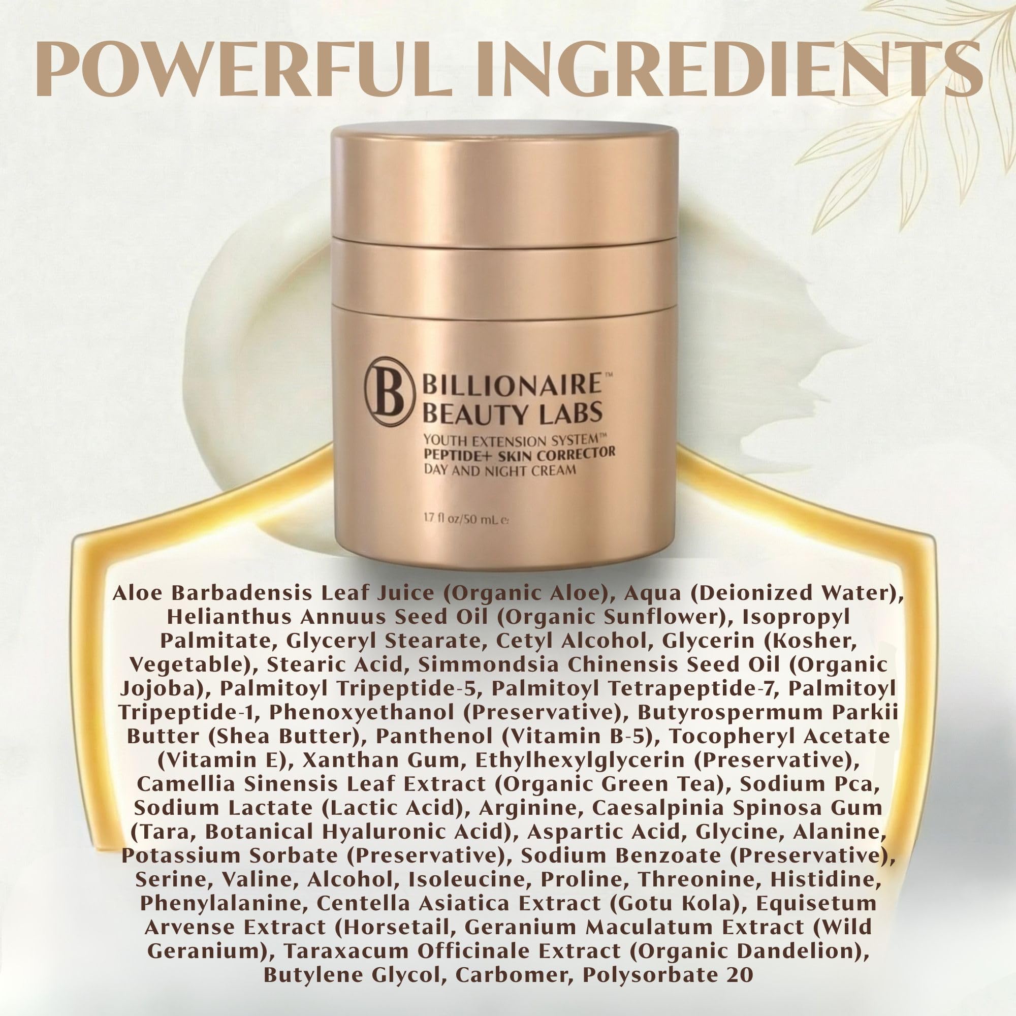 Billionaire Beauty Labs Peptide Face Cream – Fragrance-Free Anti-Aging Moisturizer 1.7 oz