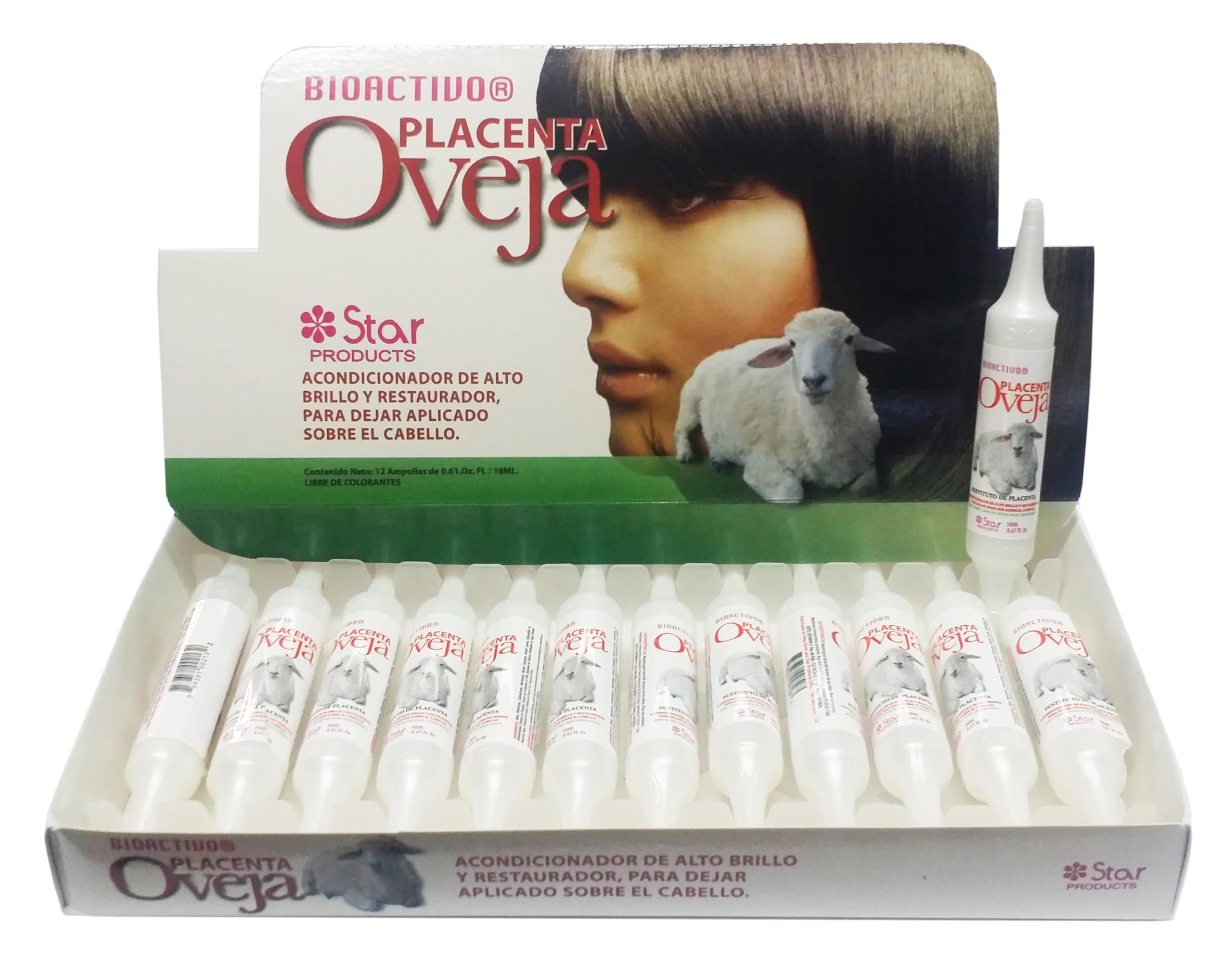 Bio Complex Star Sheep Placenta Hair Treatment – 12 Ampoules, Intensive Shine & Repair (Leave-In)