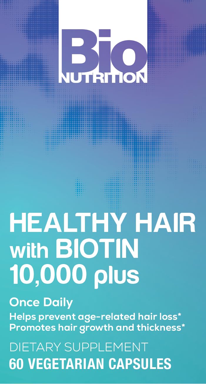Bio Nutrition Healthy Hair Biotin Vegi-Caps, 60 Count – Vegetarian Hair & Nail Support