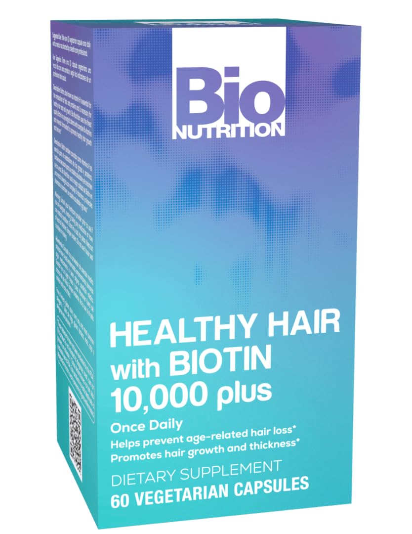 Bio Nutrition Healthy Hair Biotin Vegi-Caps, 60 Count – Vegetarian Hair & Nail Support