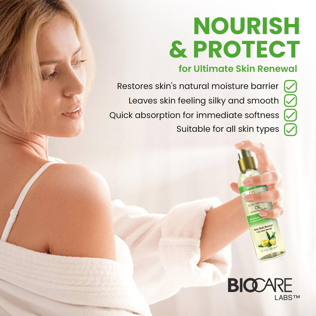 Biocare Skin Renewal Olive Oil Moisturizer for Extra Dry Skin – Nourishing Body Oil with Shea Butter & Vitamin E (6.1 oz)
