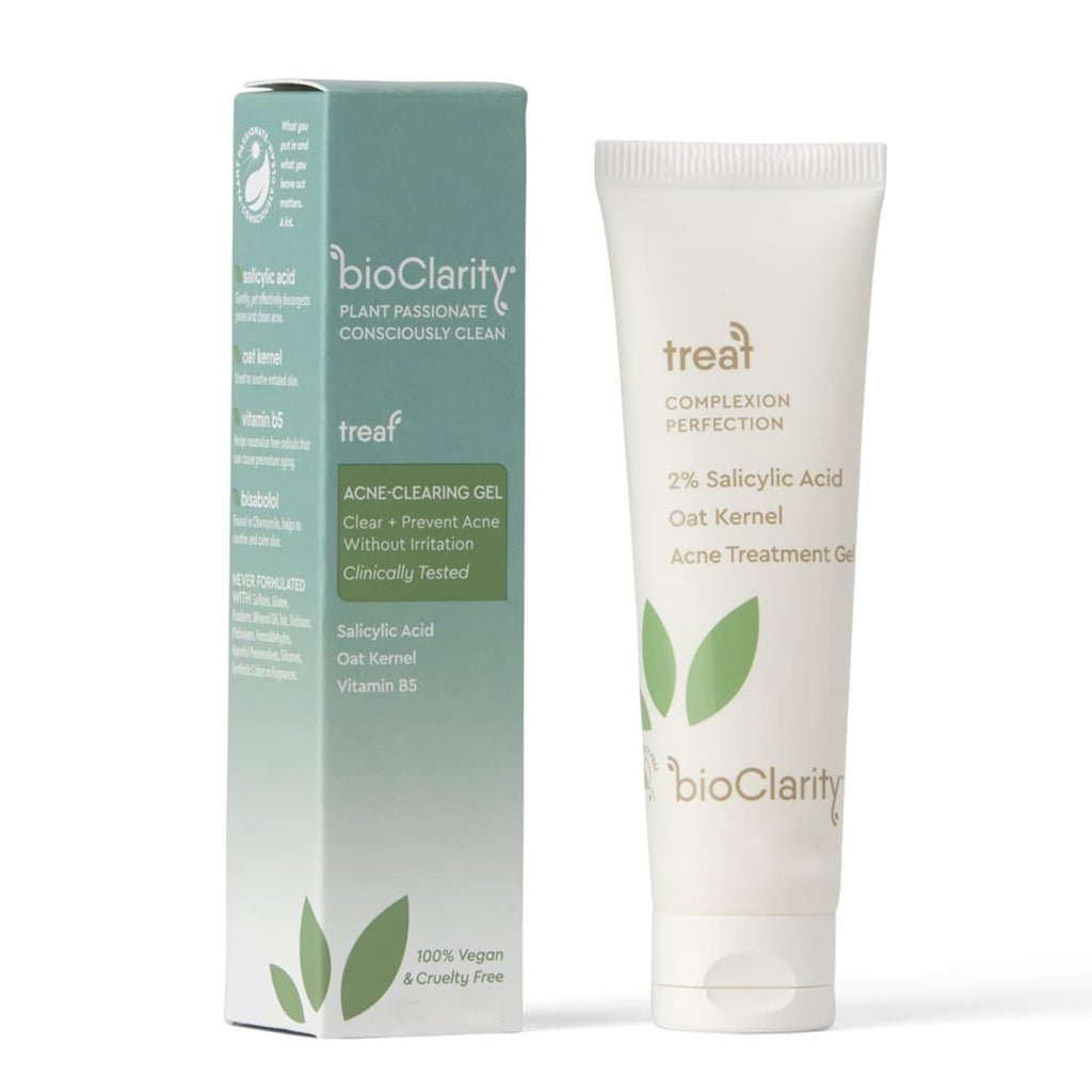 BioClarity Acne Treatment Gel | 2% Salicylic Acid + Oat Kernel Moisture | 3 x 1.75 oz | Vegan & Clean
