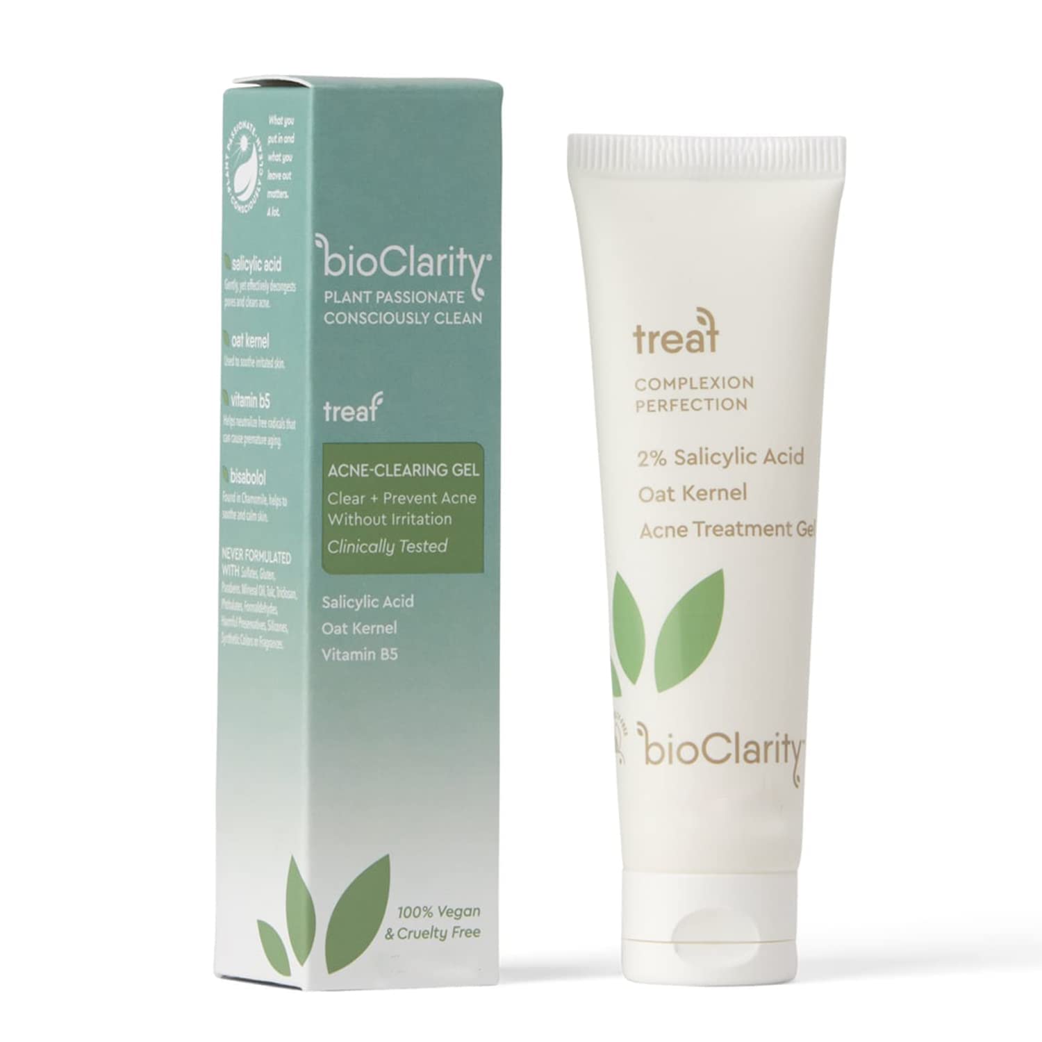 BioClarity Acne Treatment Gel | 2% Salicylic Acid + Oat Kernel Moisture | 3 x 1.75 oz | Vegan & Clean