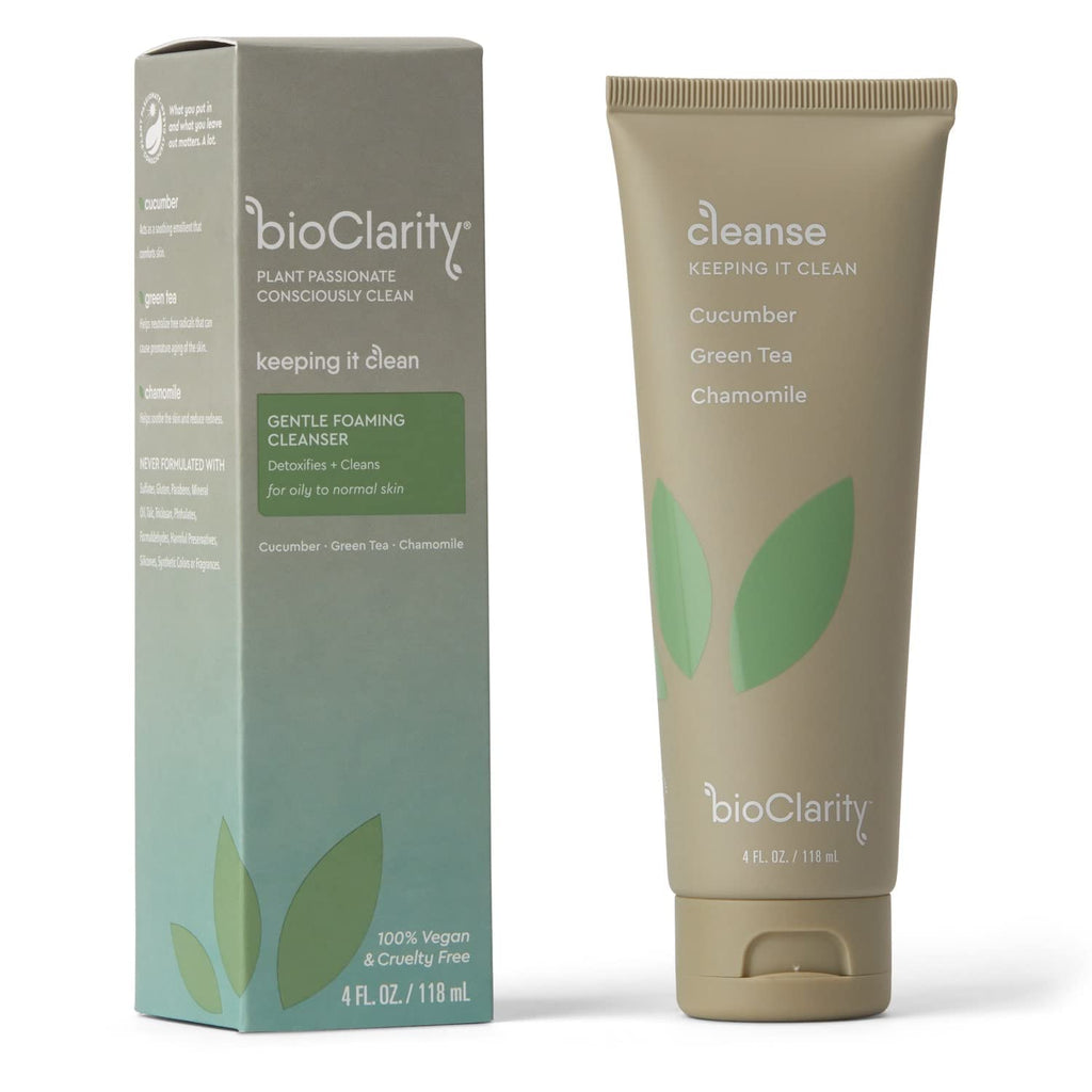 BioClarity Face Cleanser | 100% Vegan, Gentle Wash with Cucumber, Green Tea & Chamomile | 4 oz