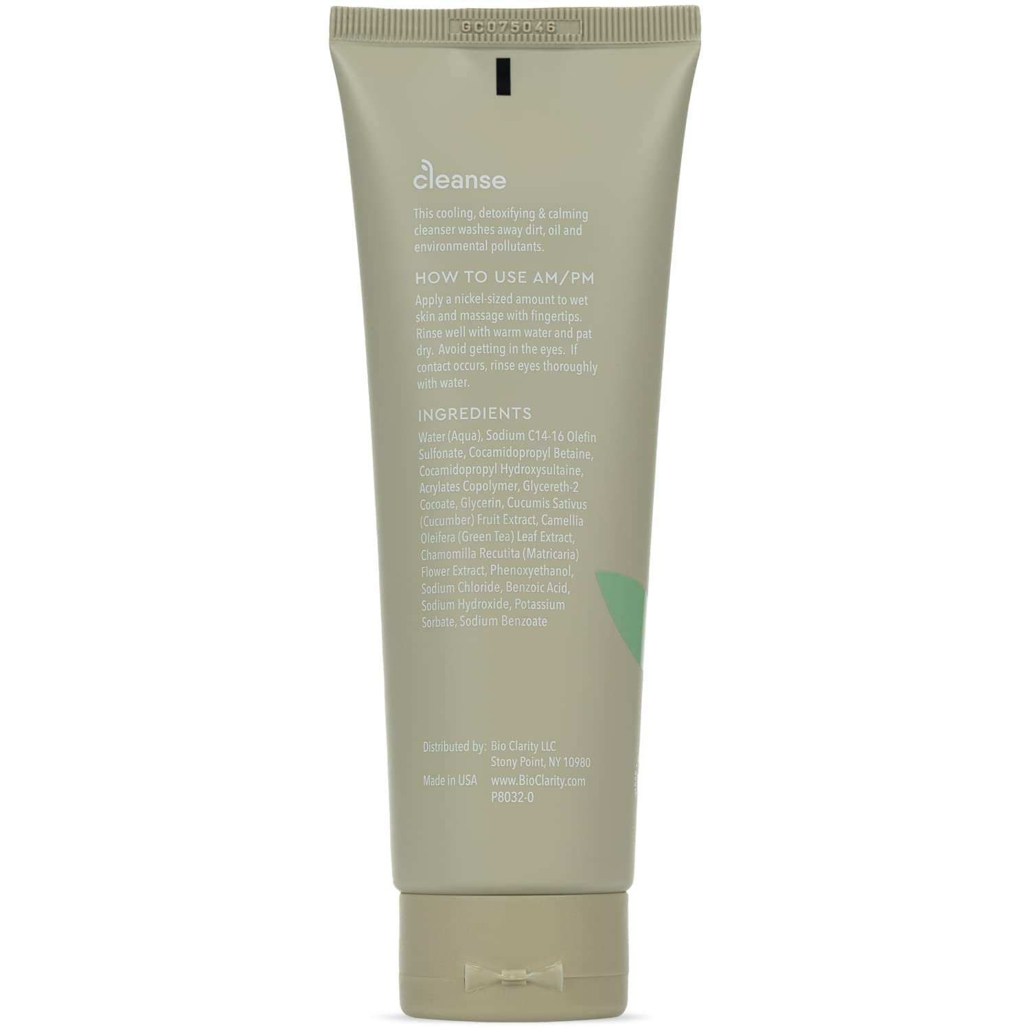BioClarity Face Cleanser | 100% Vegan, Gentle Wash with Cucumber, Green Tea & Chamomile | 4 oz