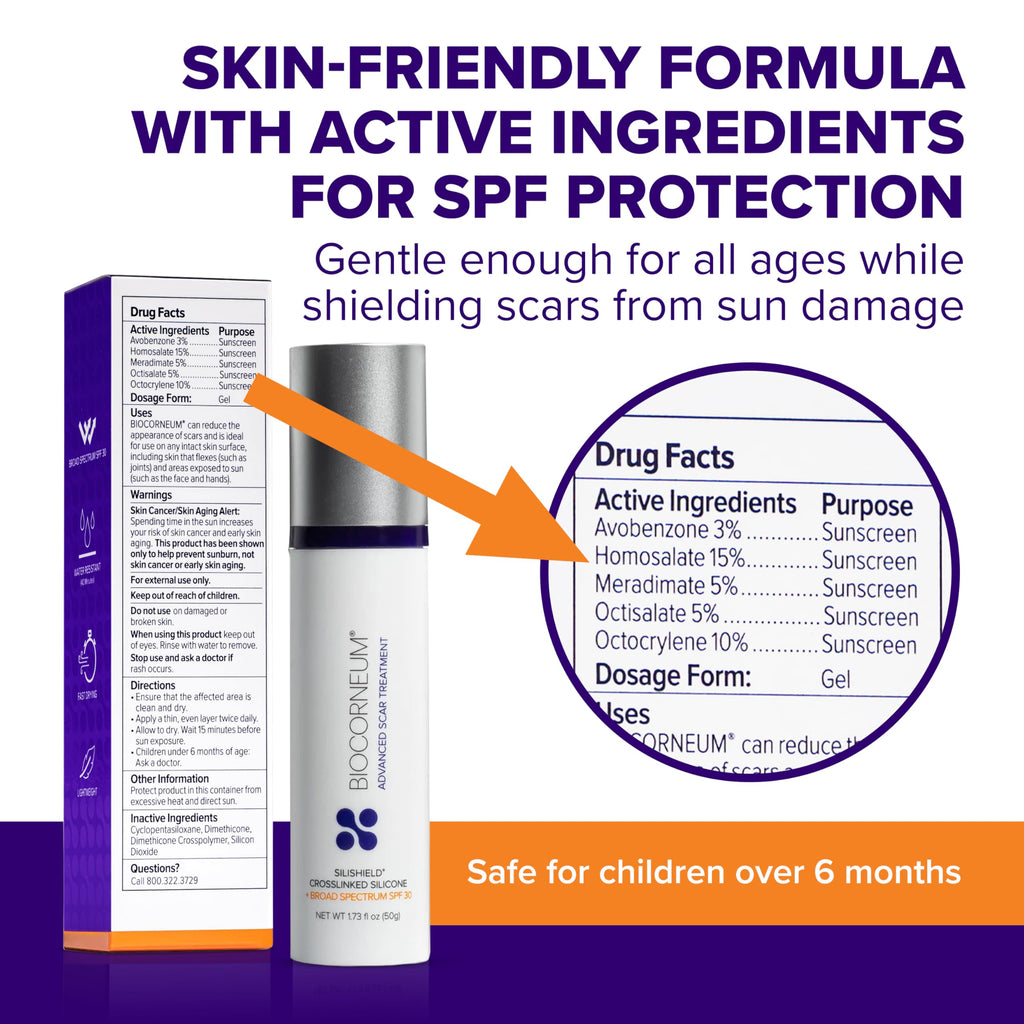 BIOCORNEUM Silishield Silicone Scar Gel SPF 30 (20g) – Surgeon-Recommended Scar Treatment – Made in USA
