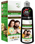 BIOGREEN ROOTS Ammonia-Free Herbal Hair Dye Shampoo for Gray Coverage – Dark Brown (400 ml)
