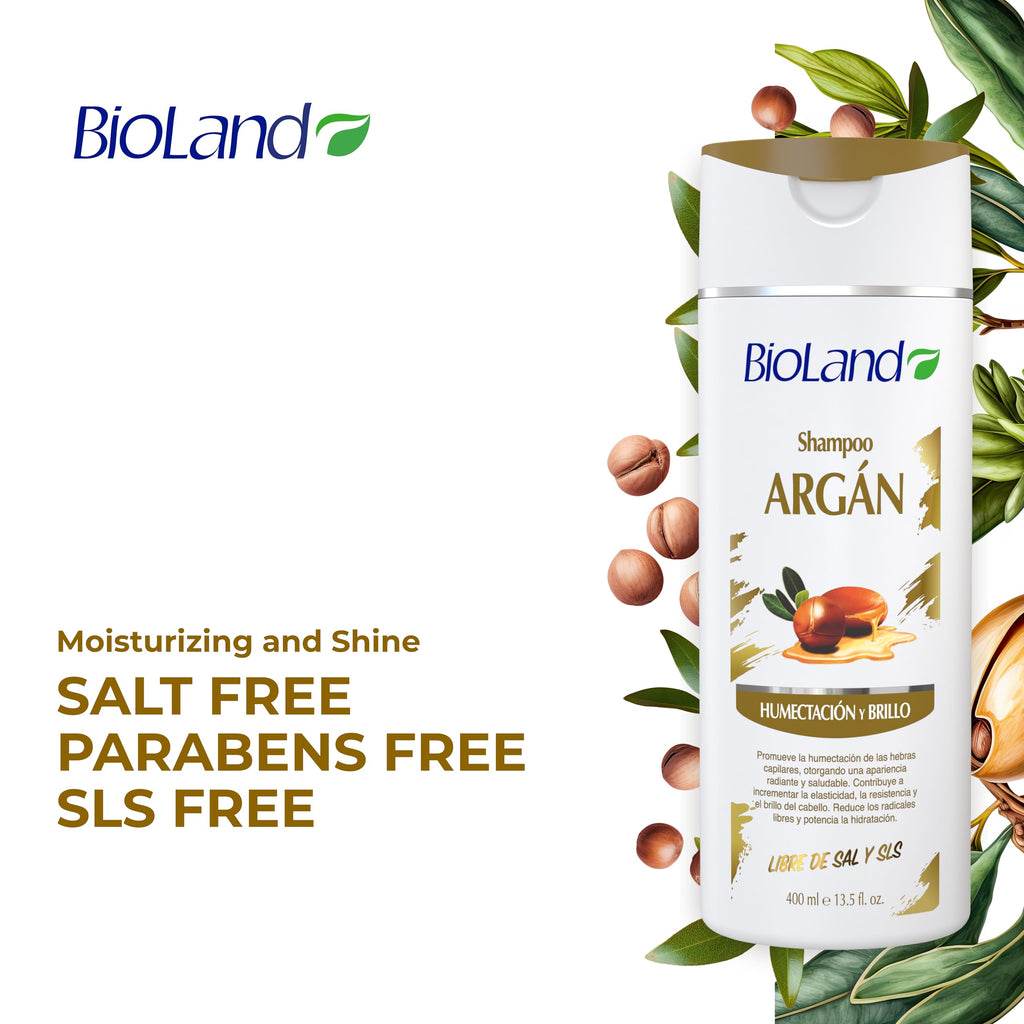 Bioland Argan Oil Shampoo - Nourishing & Revitalizing for Treated & Dry Hair - 13.5 oz