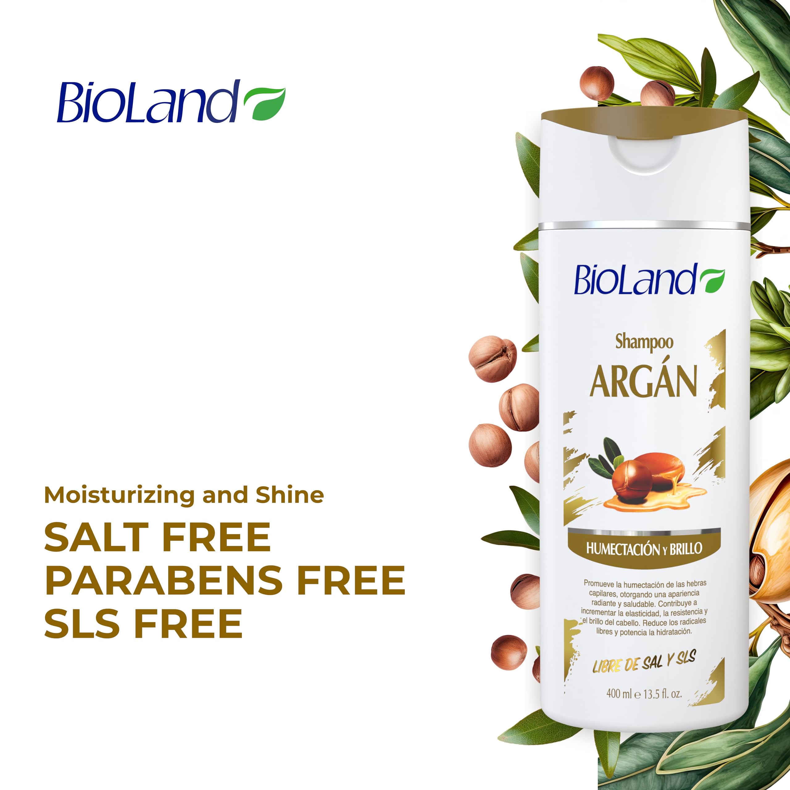 Bioland Argan Oil Shampoo - Nourishing & Revitalizing for Treated & Dry Hair - 13.5 oz