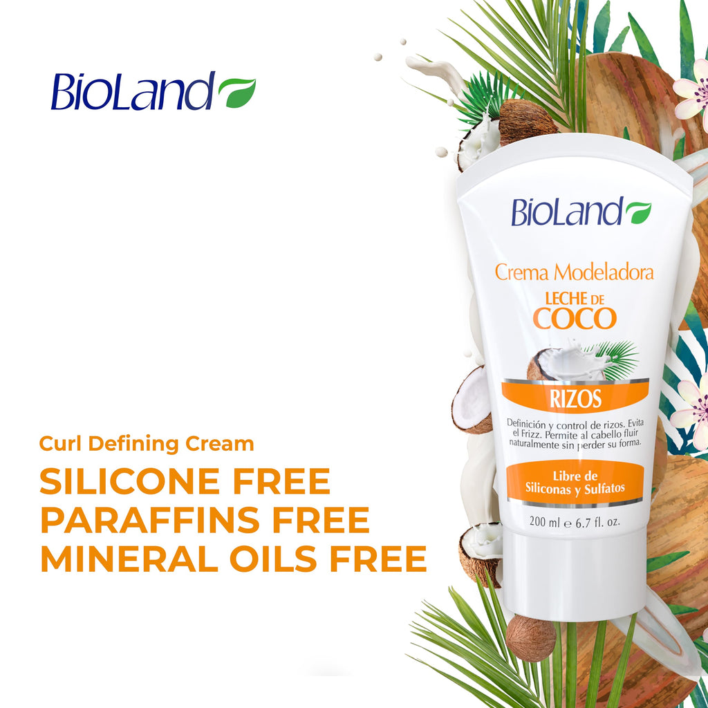 Bioland Coconut Milk Curl Cream – Ultra-Defining & Frizz Control for Curly Hair | 6.76 fl oz (200 mL)